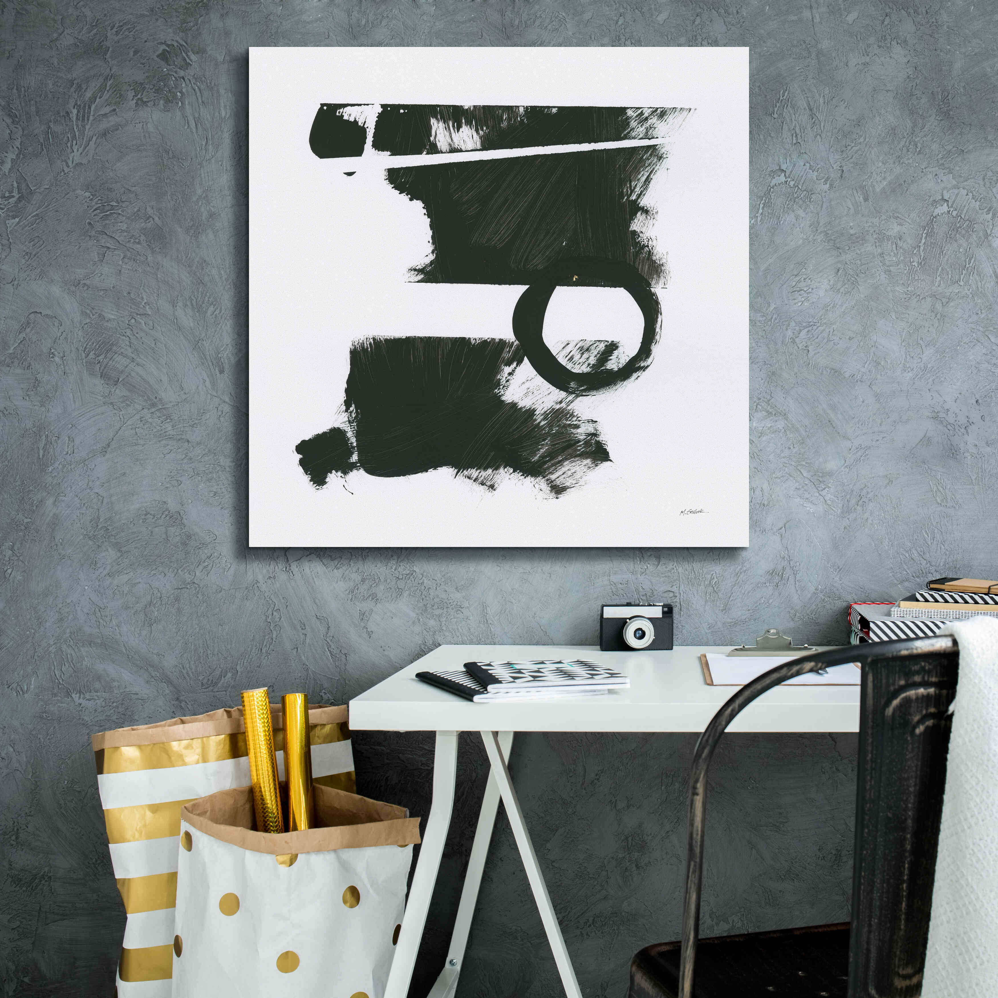 'Gold And Black Elements XVII' by Mike Schick, Giclee Canvas Wall Art,26x26