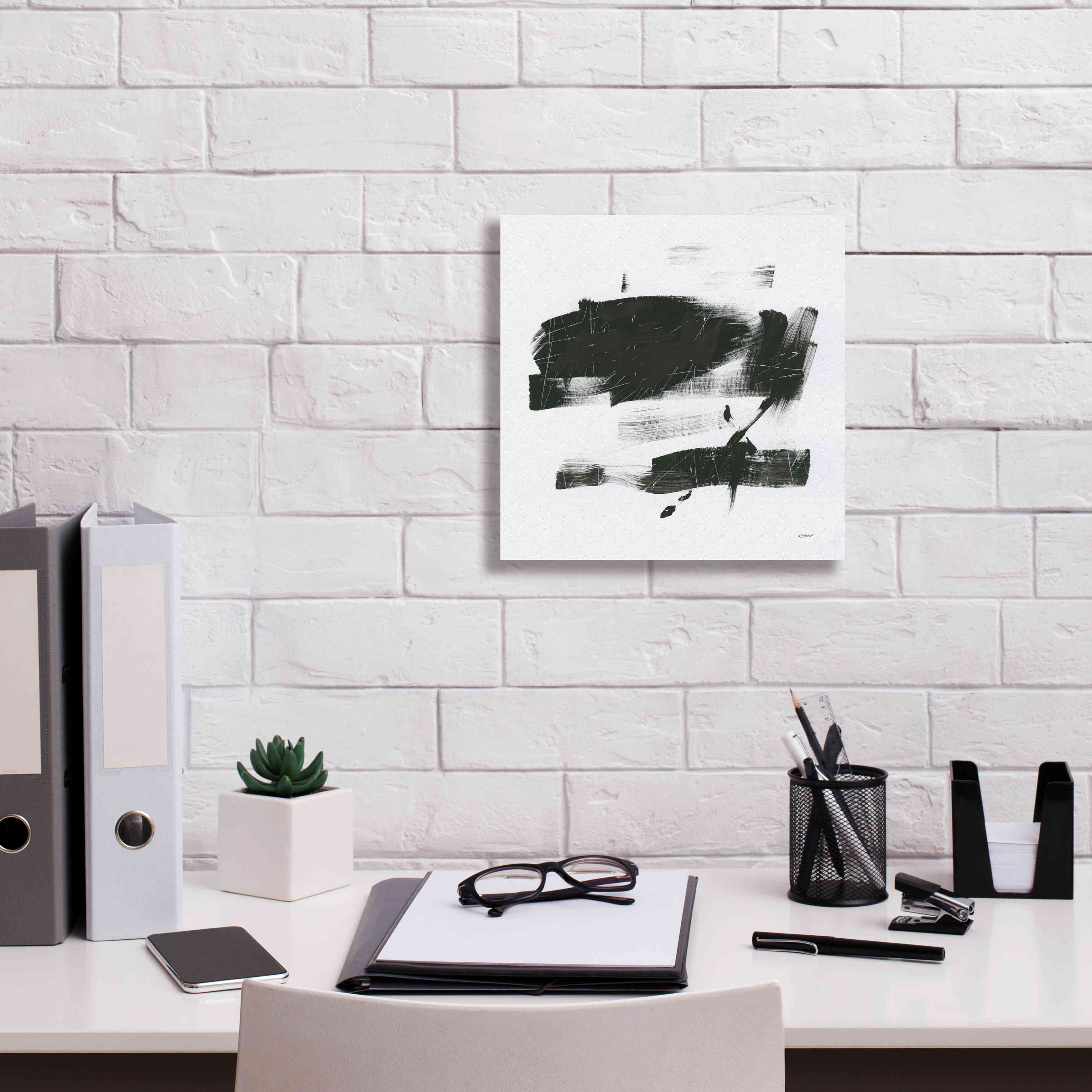 'Gold And Black Elements XX' by Mike Schick, Giclee Canvas Wall Art,12x12