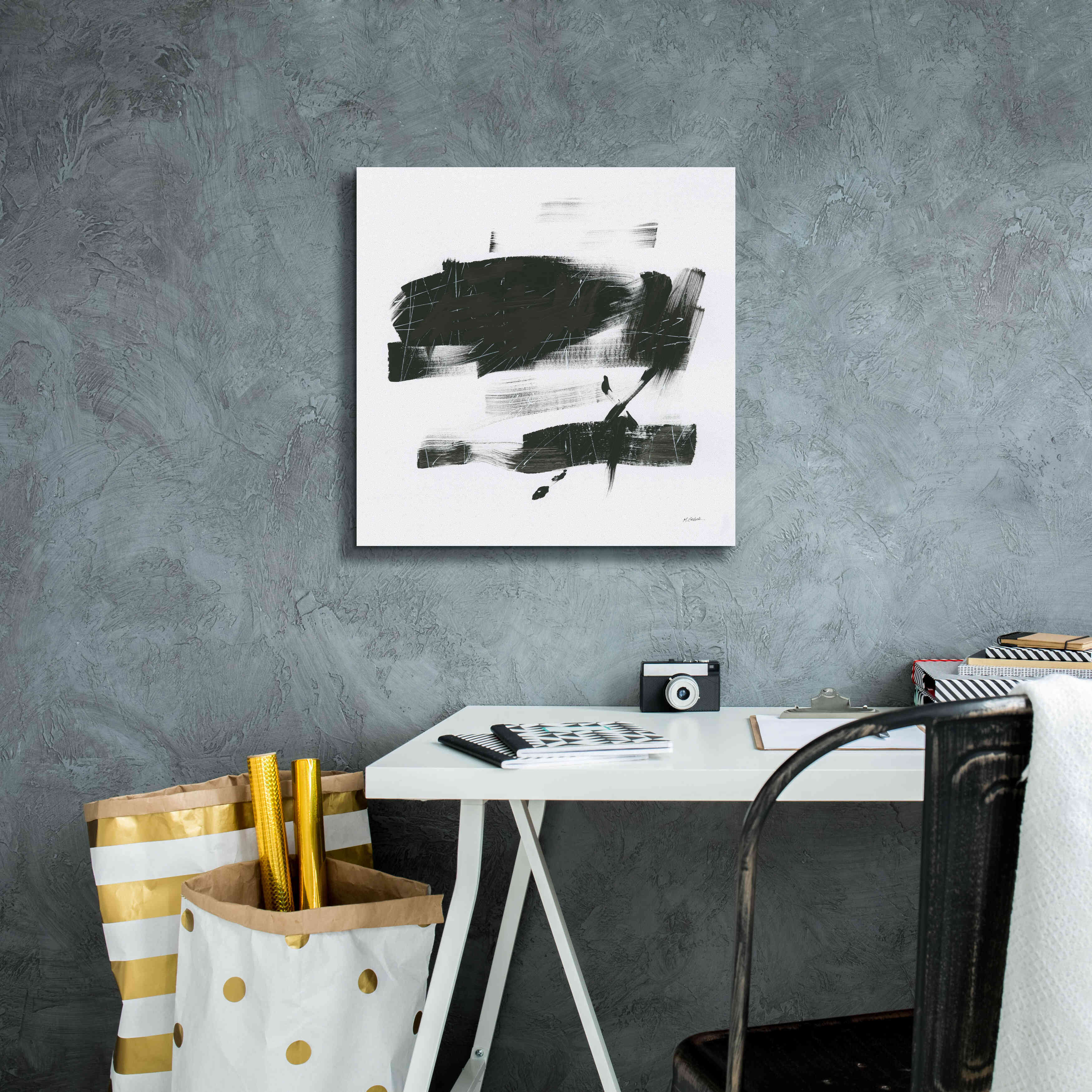 'Gold And Black Elements XX' by Mike Schick, Giclee Canvas Wall Art,18x18