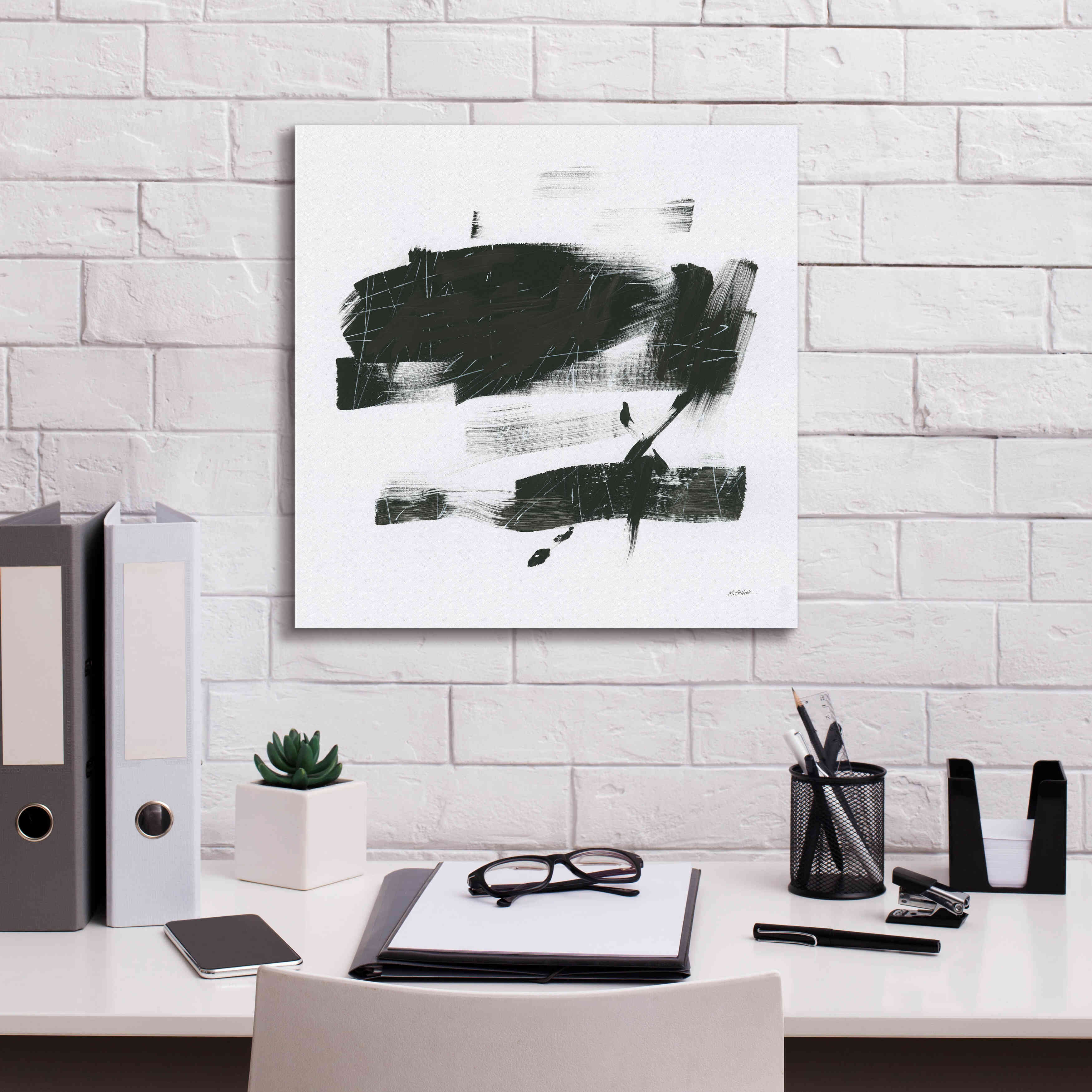 'Gold And Black Elements XX' by Mike Schick, Giclee Canvas Wall Art,18x18