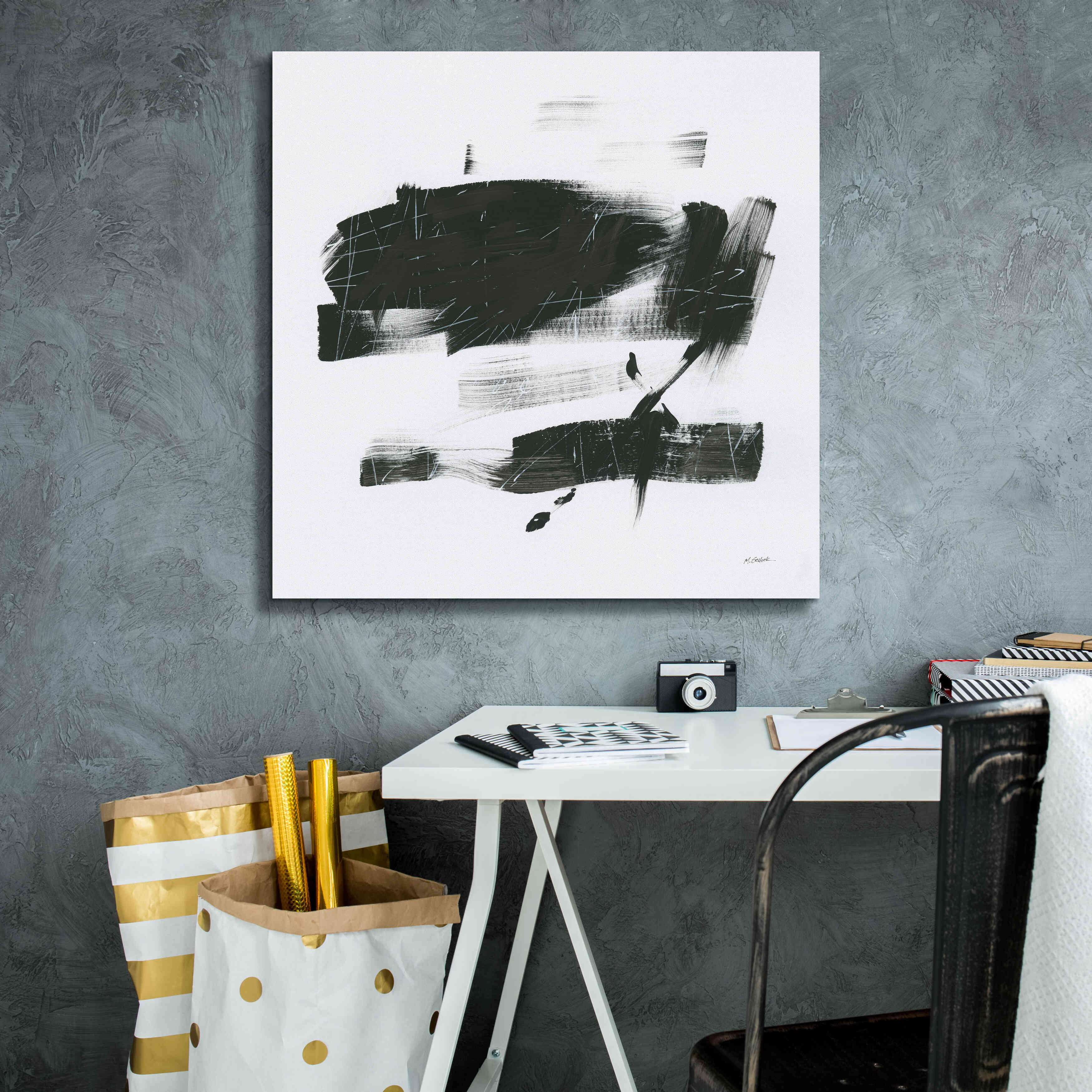 'Gold And Black Elements XX' by Mike Schick, Giclee Canvas Wall Art,26x26