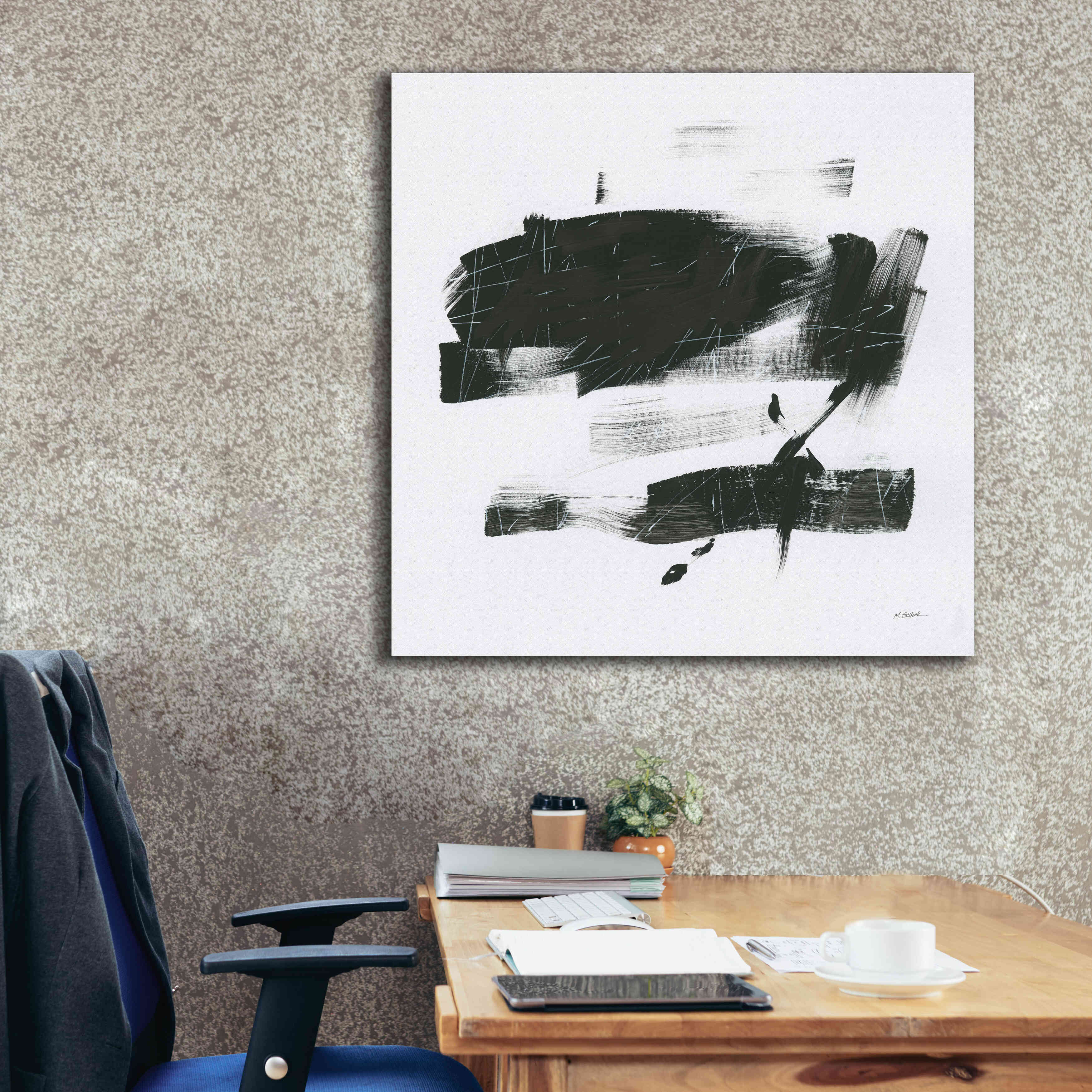 'Gold And Black Elements XX' by Mike Schick, Giclee Canvas Wall Art,37x37