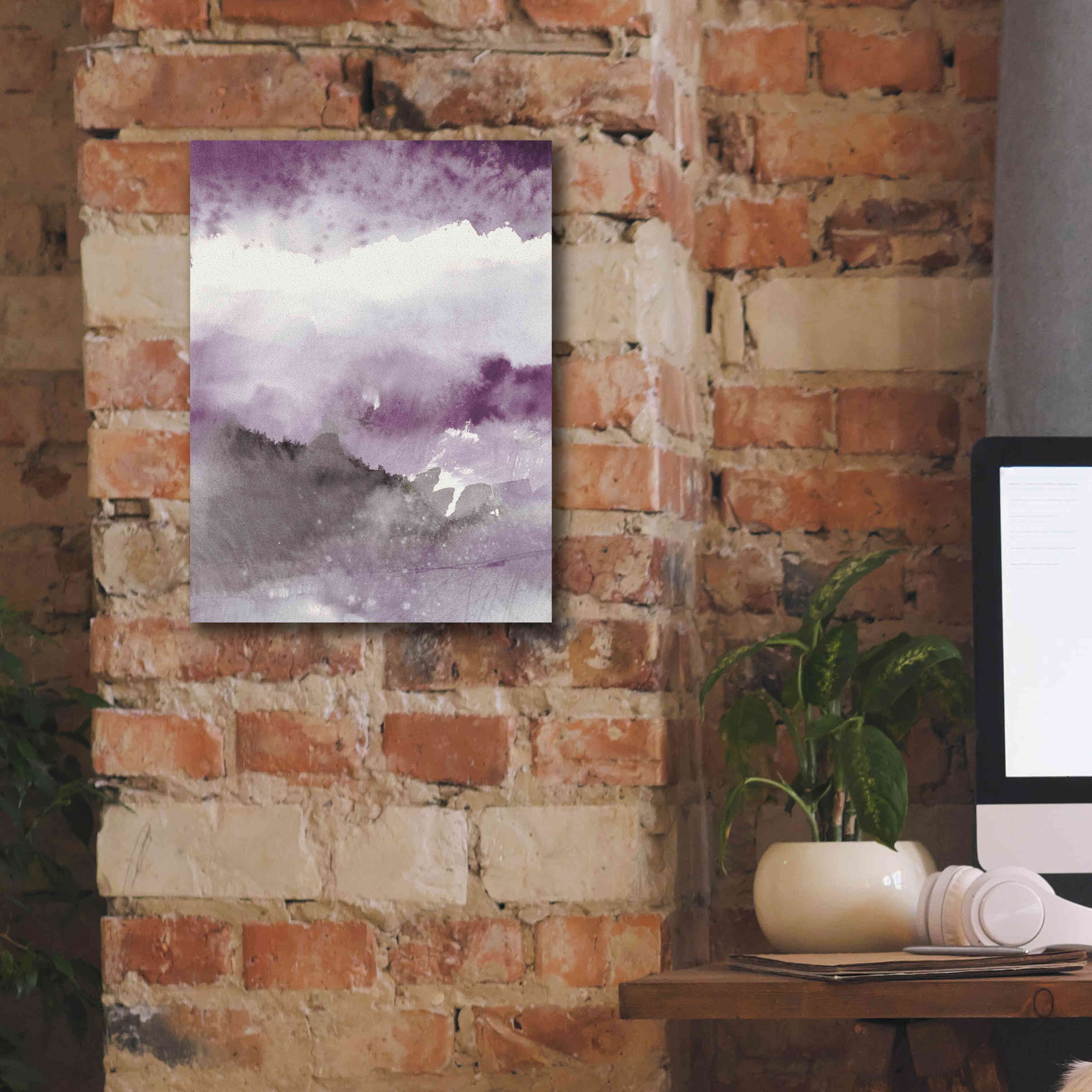 'Midnight At The Lake III Amethyst Gray Crop' by Mike Schick, Giclee Canvas Wall Art,12x16