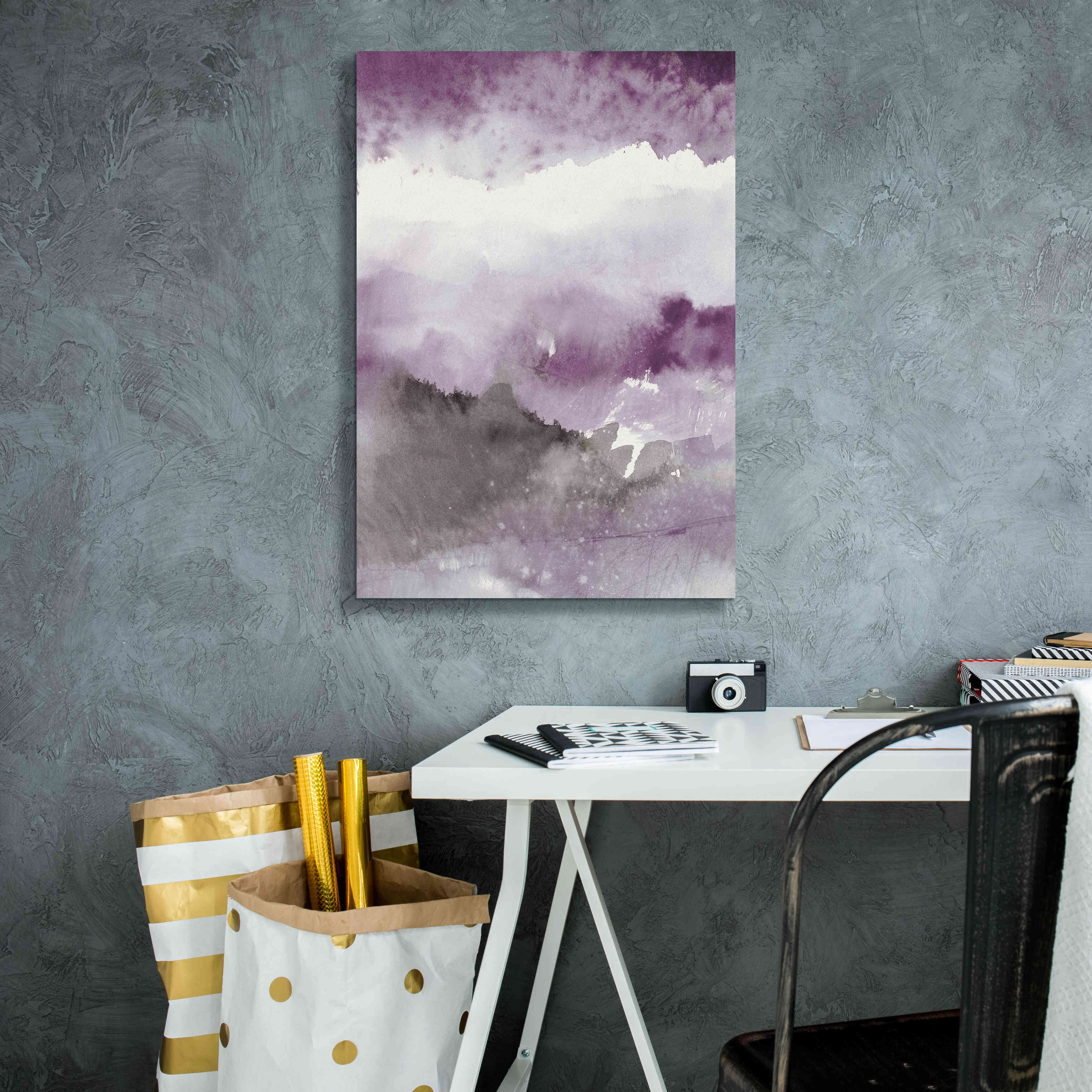 'Midnight At The Lake III Amethyst Gray Crop' by Mike Schick, Giclee Canvas Wall Art,18x26