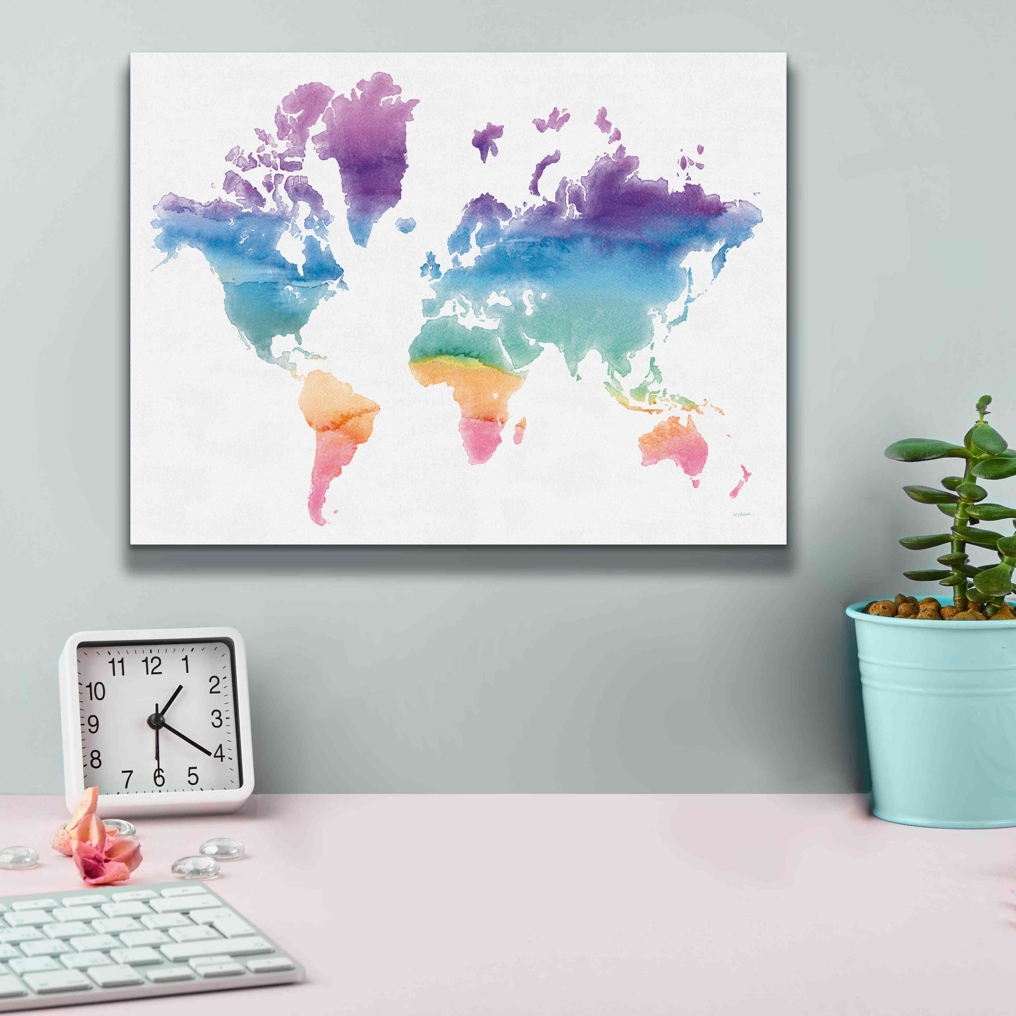 'Watercolor World' by Mike Schick, Giclee Canvas Wall Art,16x12