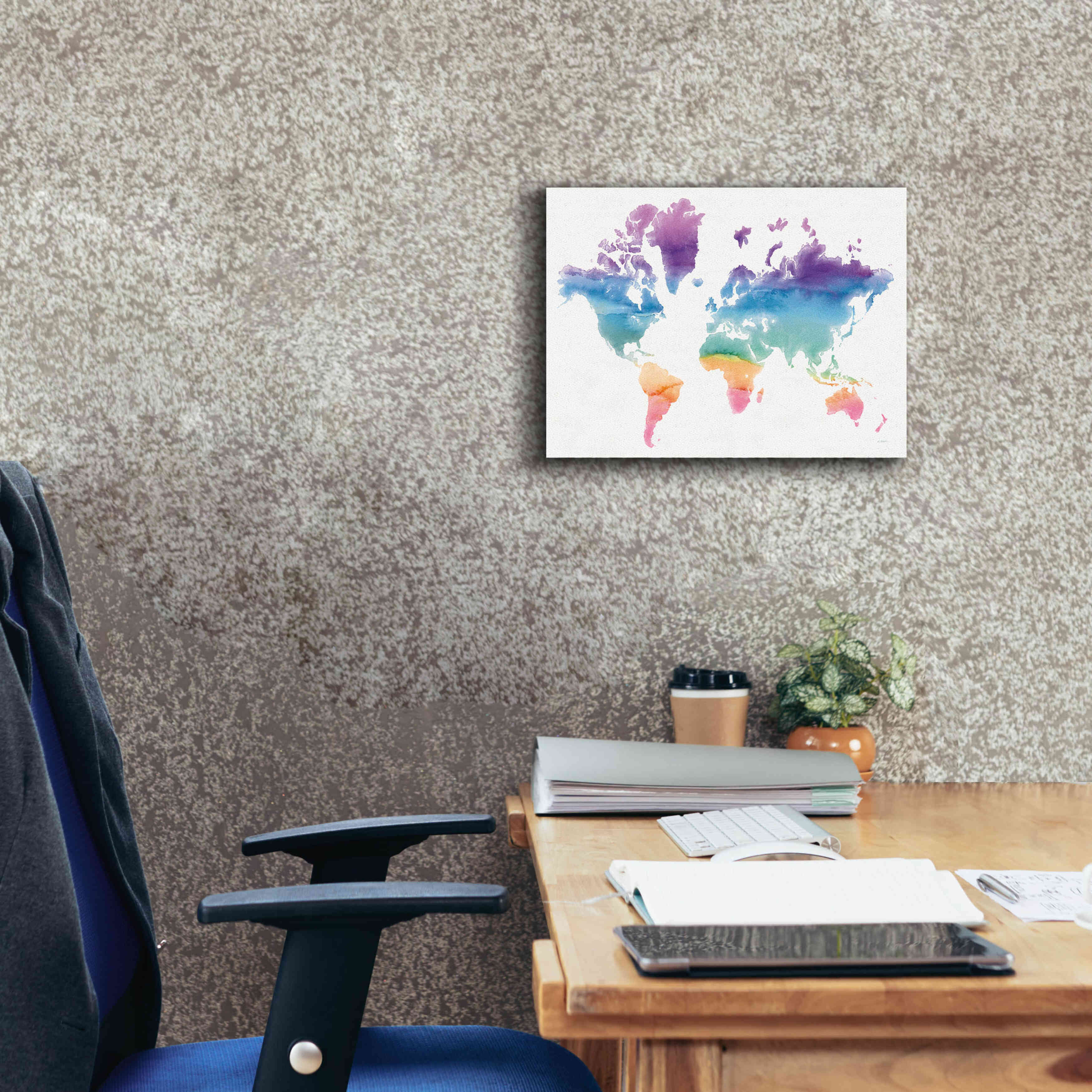 'Watercolor World' by Mike Schick, Giclee Canvas Wall Art,16x12