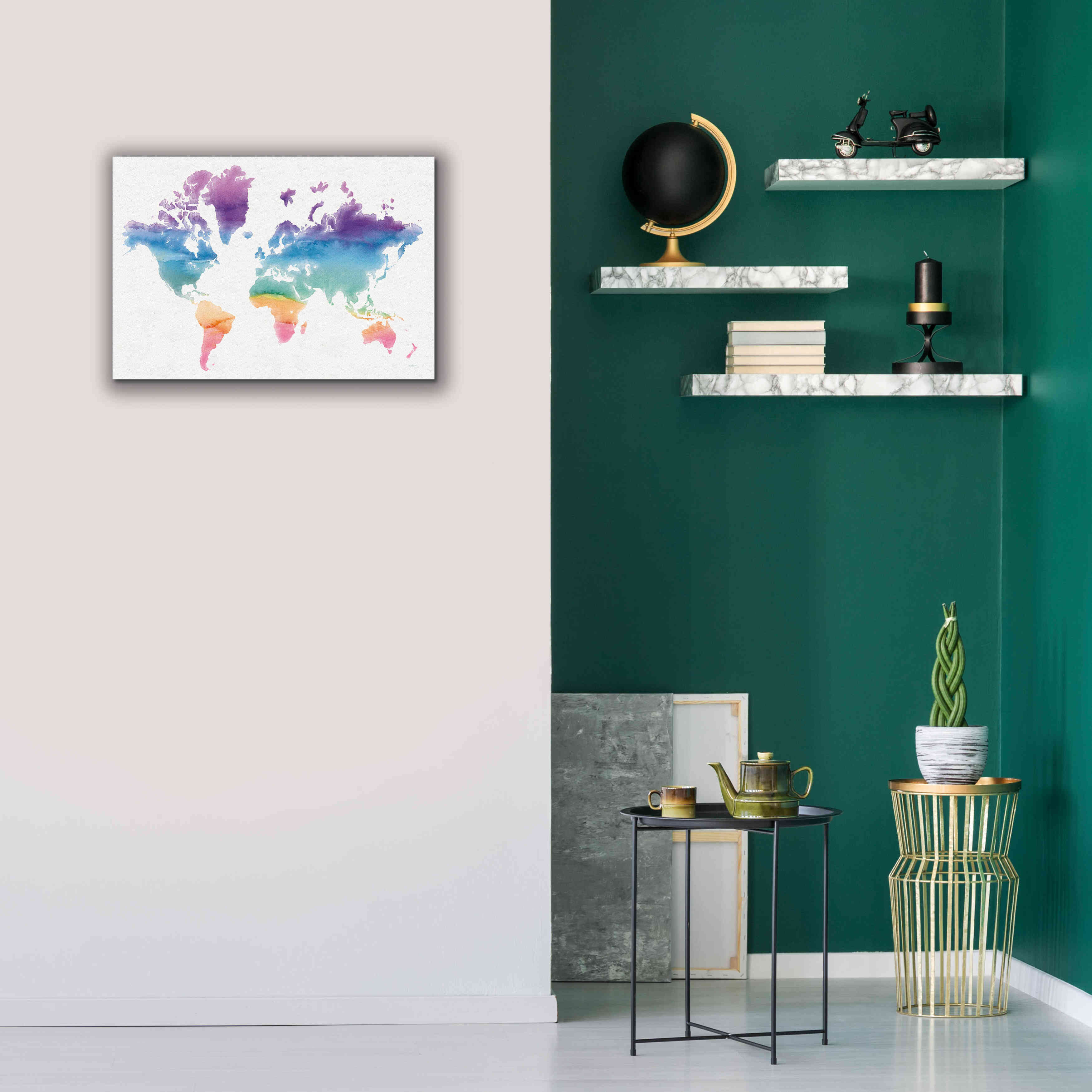 'Watercolor World' by Mike Schick, Giclee Canvas Wall Art,26x18