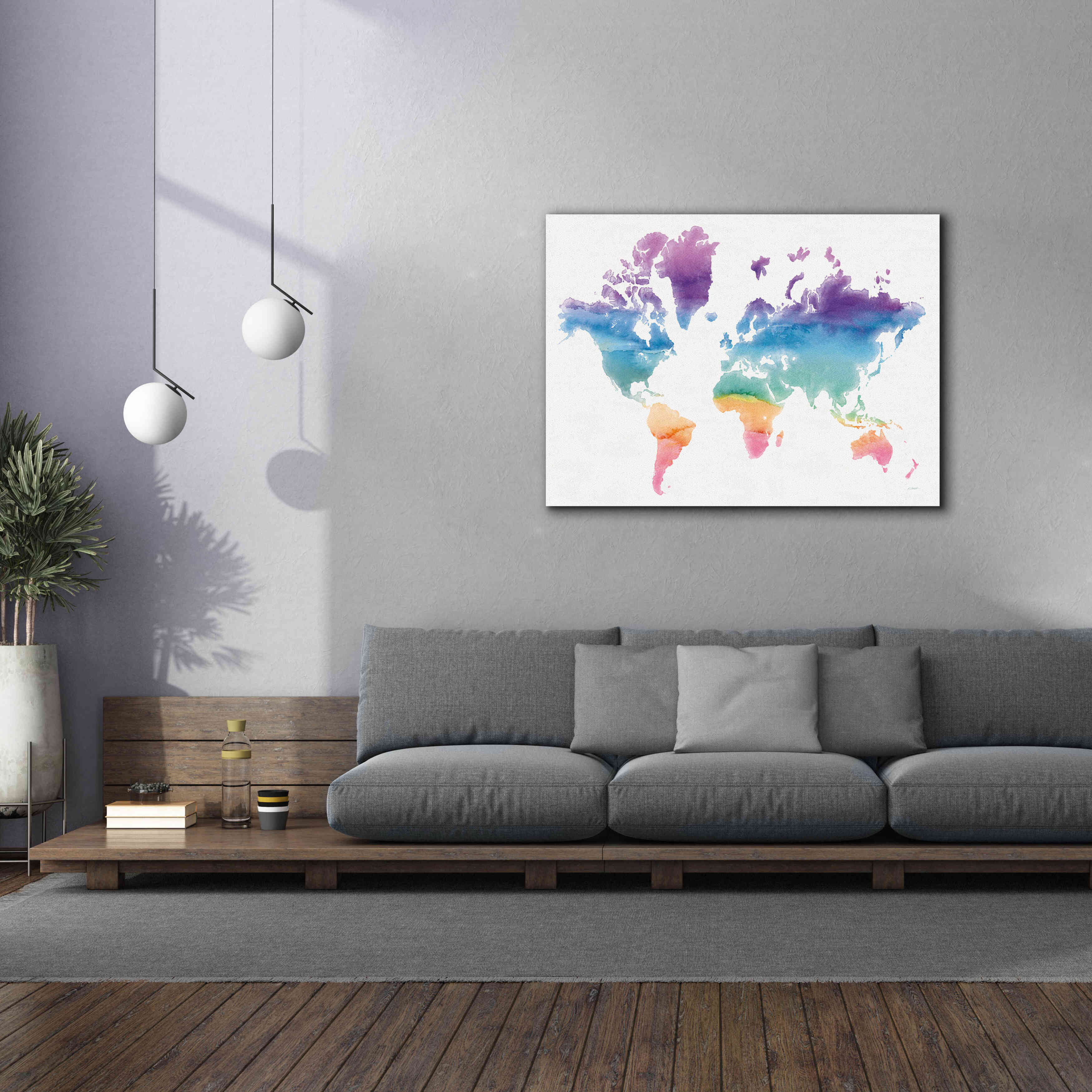 'Watercolor World' by Mike Schick, Giclee Canvas Wall Art,54x40