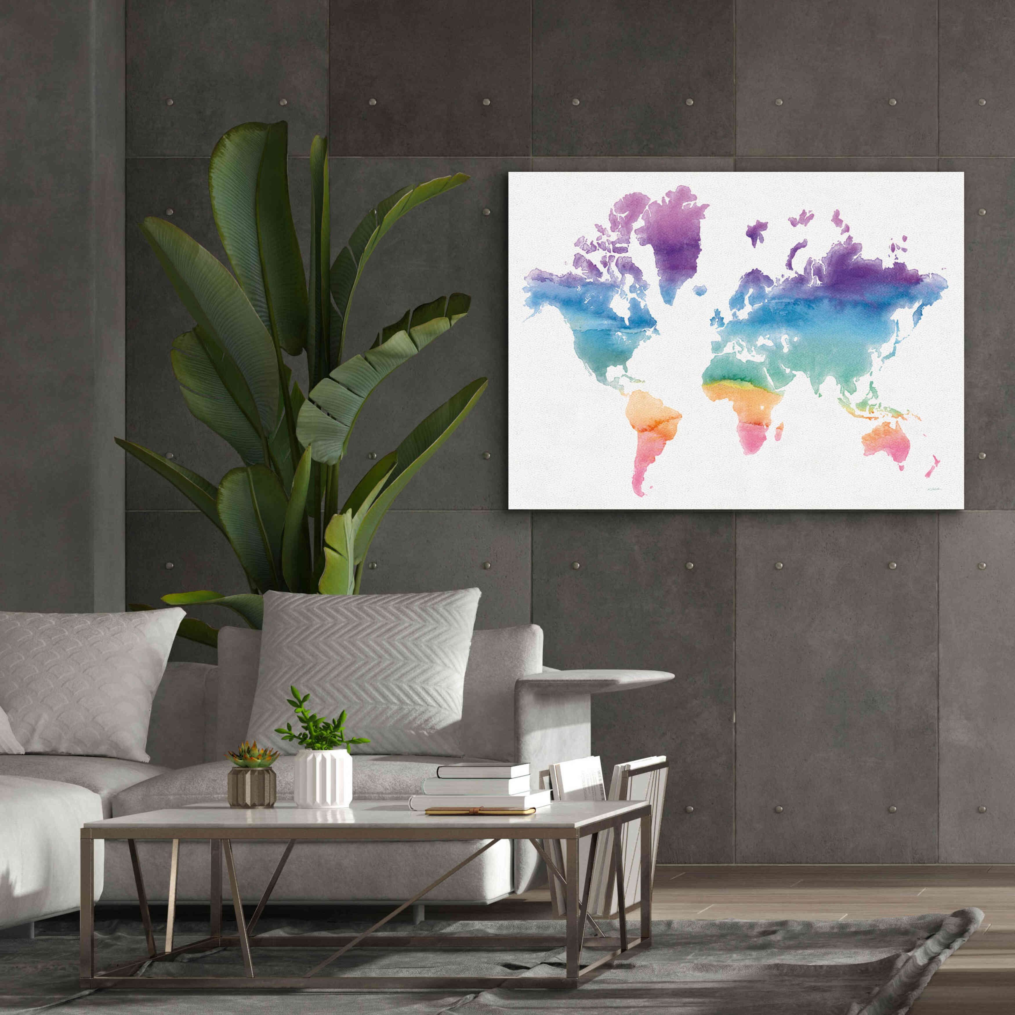 'Watercolor World' by Mike Schick, Giclee Canvas Wall Art,54x40