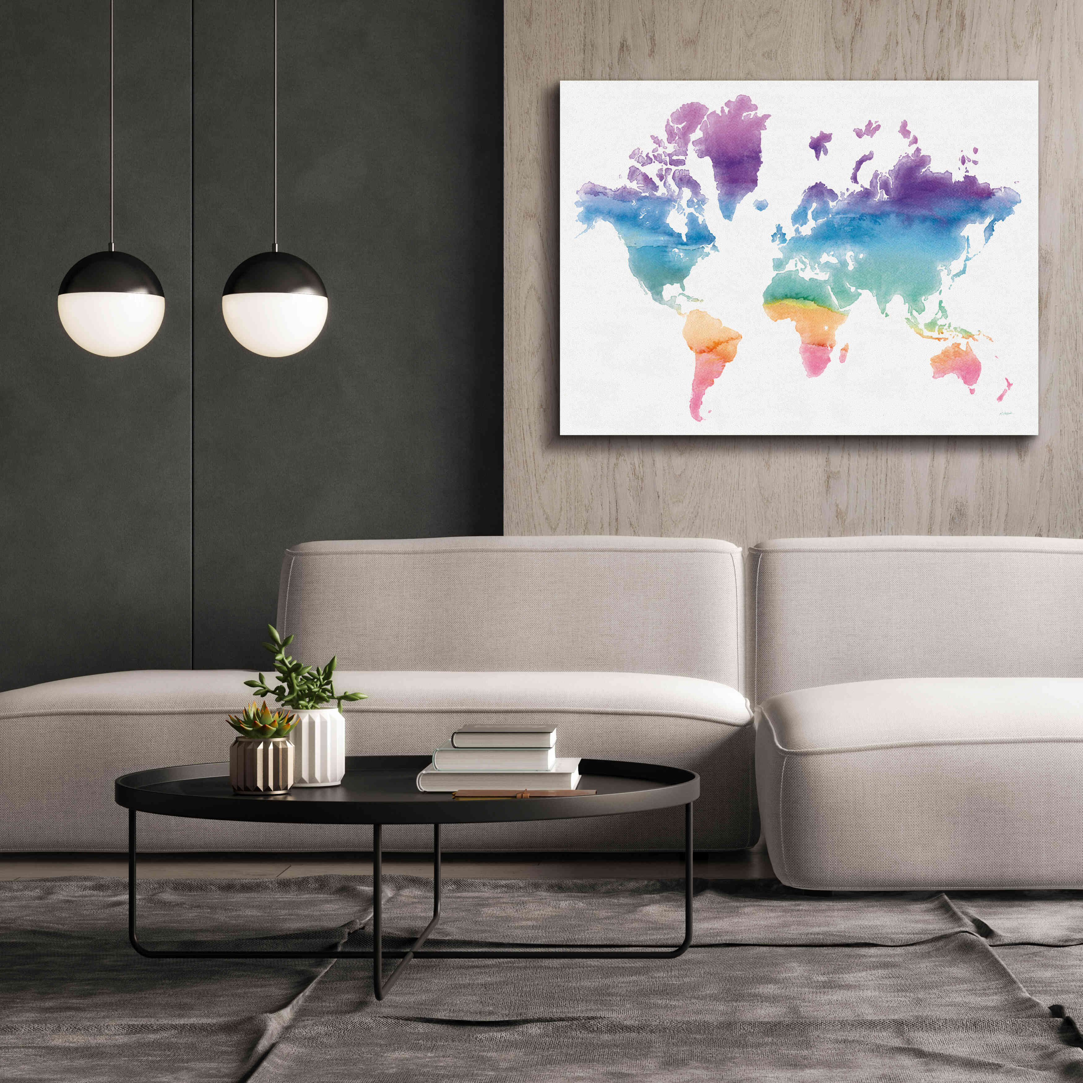 'Watercolor World' by Mike Schick, Giclee Canvas Wall Art,54x40