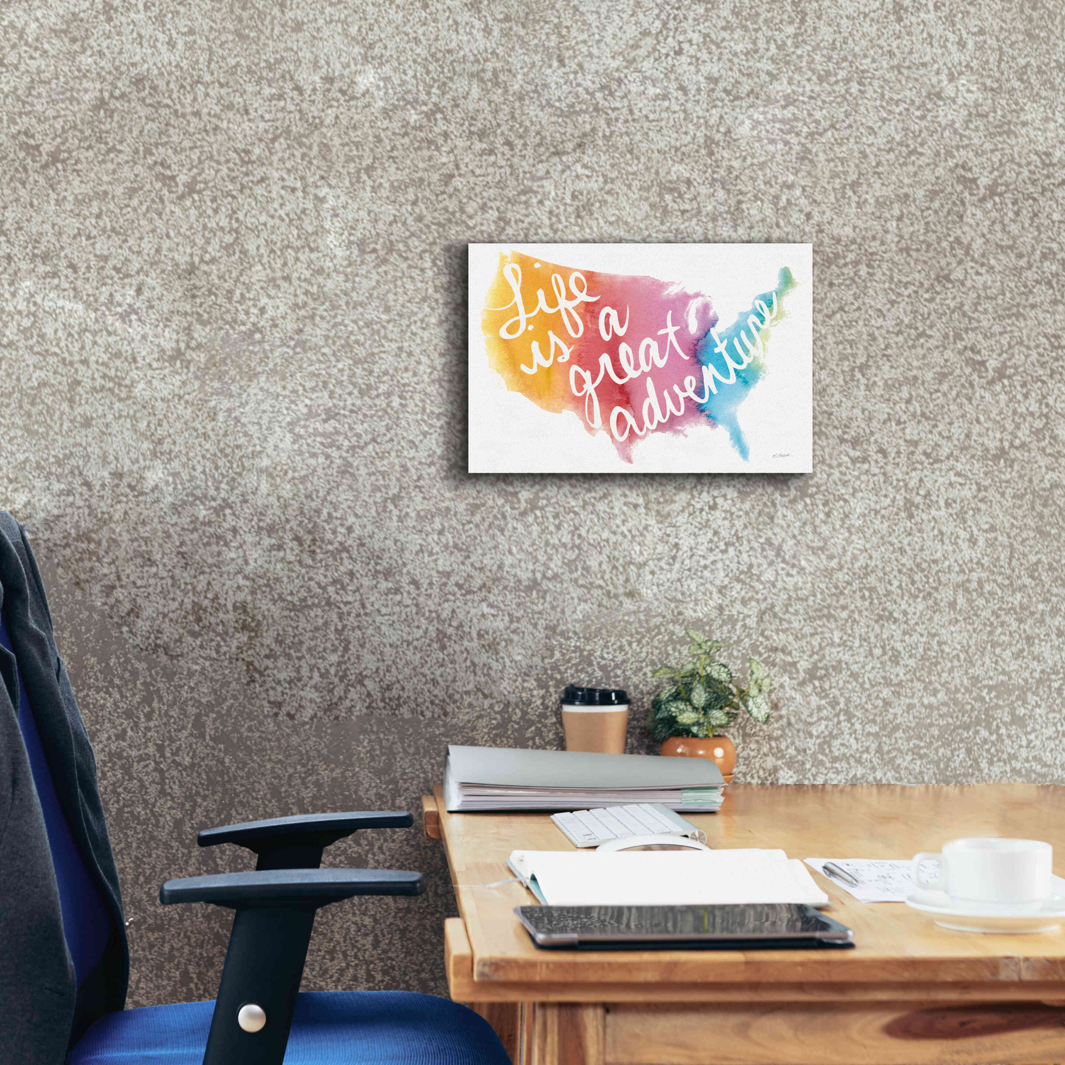 'Watercolor Usa' by Mike Schick, Giclee Canvas Wall Art,18x12