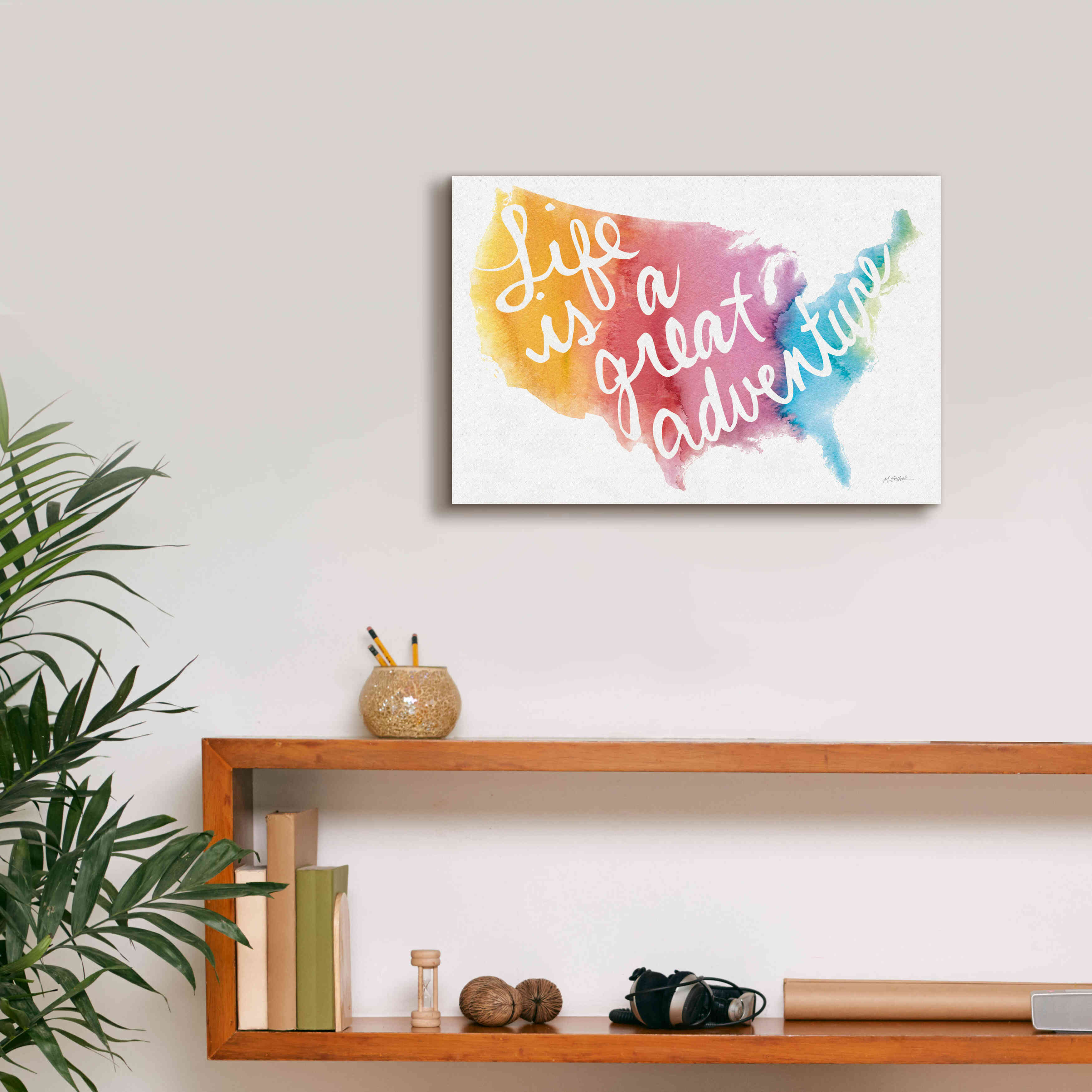 'Watercolor Usa' by Mike Schick, Giclee Canvas Wall Art,18x12