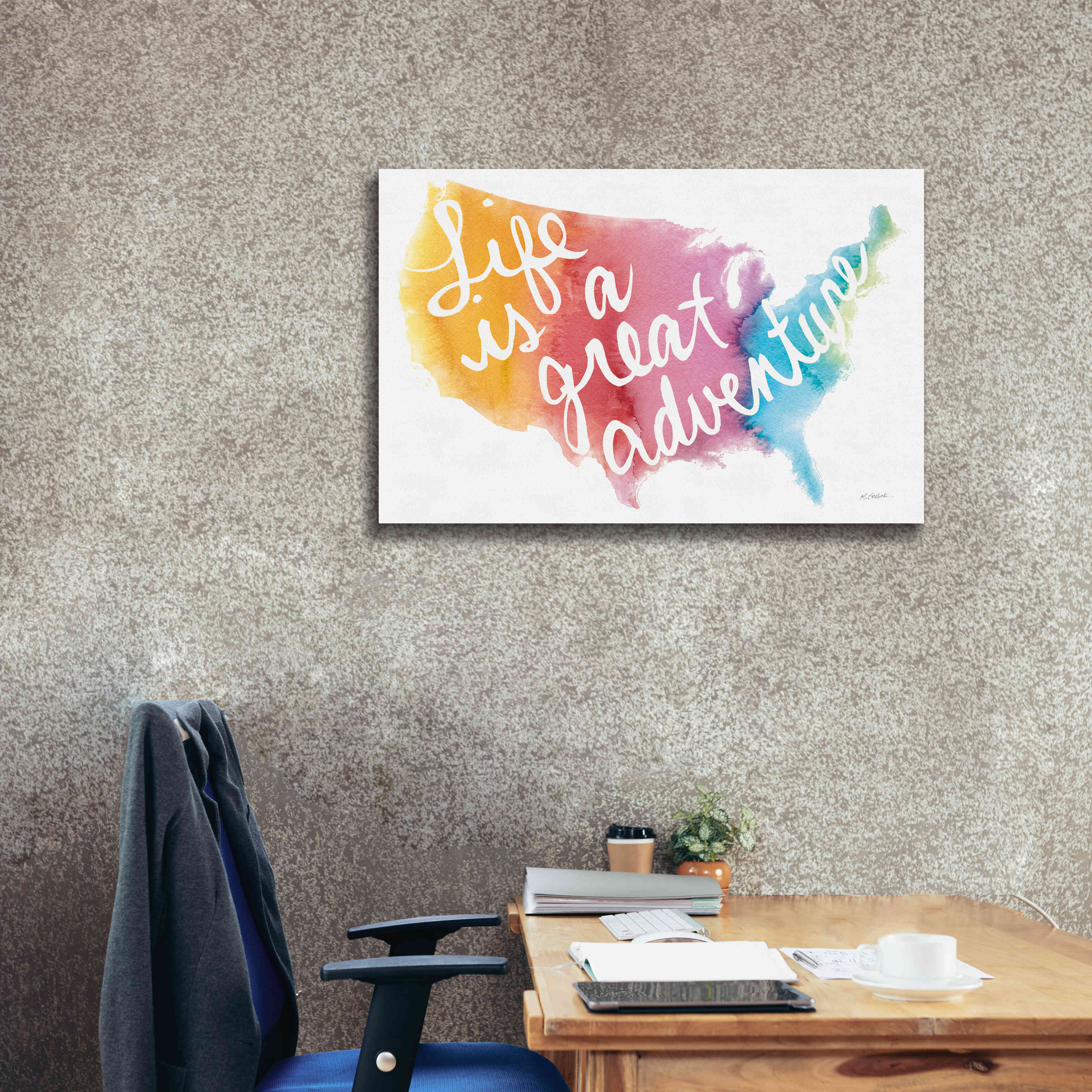 'Watercolor Usa' by Mike Schick, Giclee Canvas Wall Art,40x26