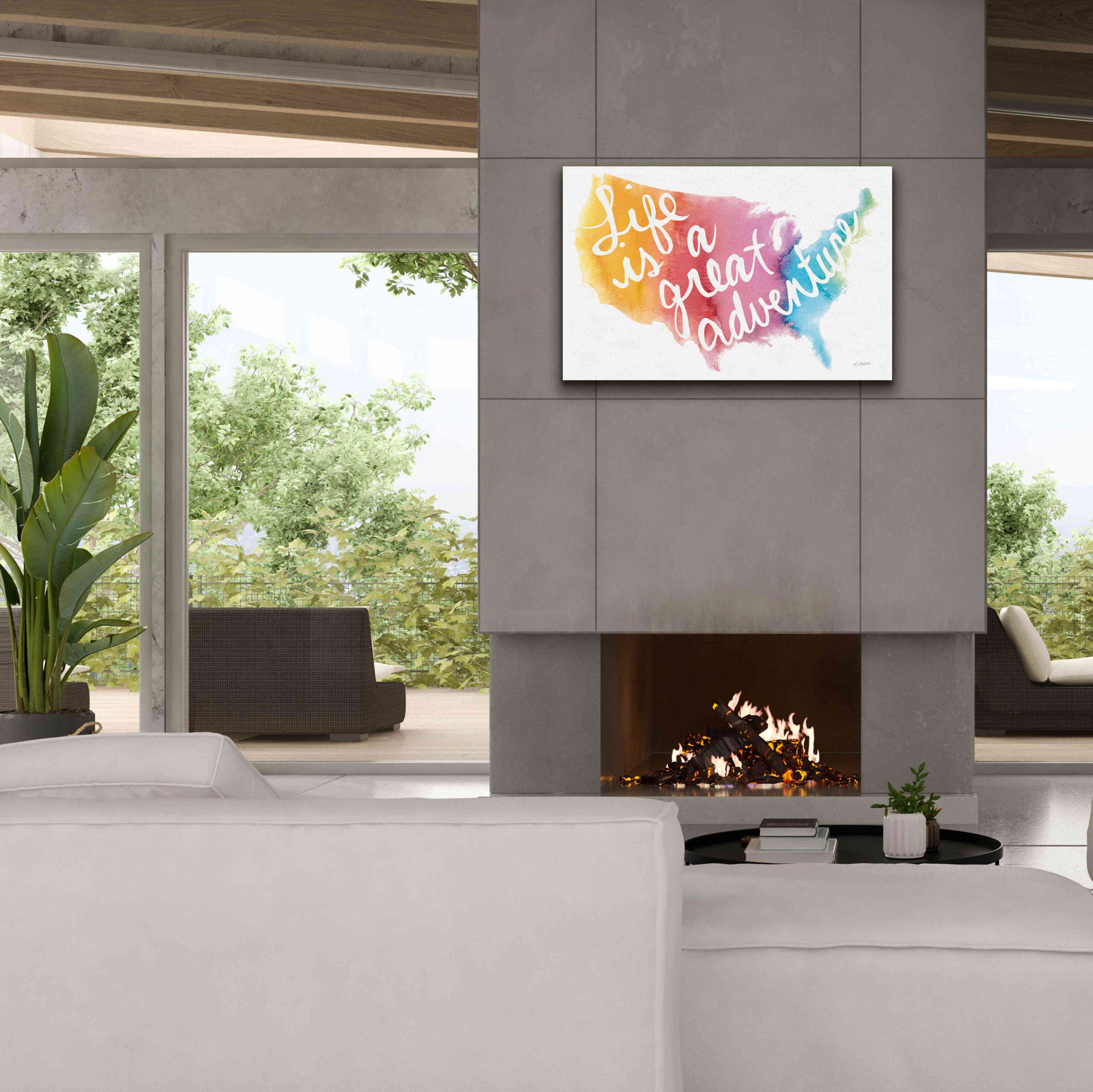 'Watercolor Usa' by Mike Schick, Giclee Canvas Wall Art,40x26