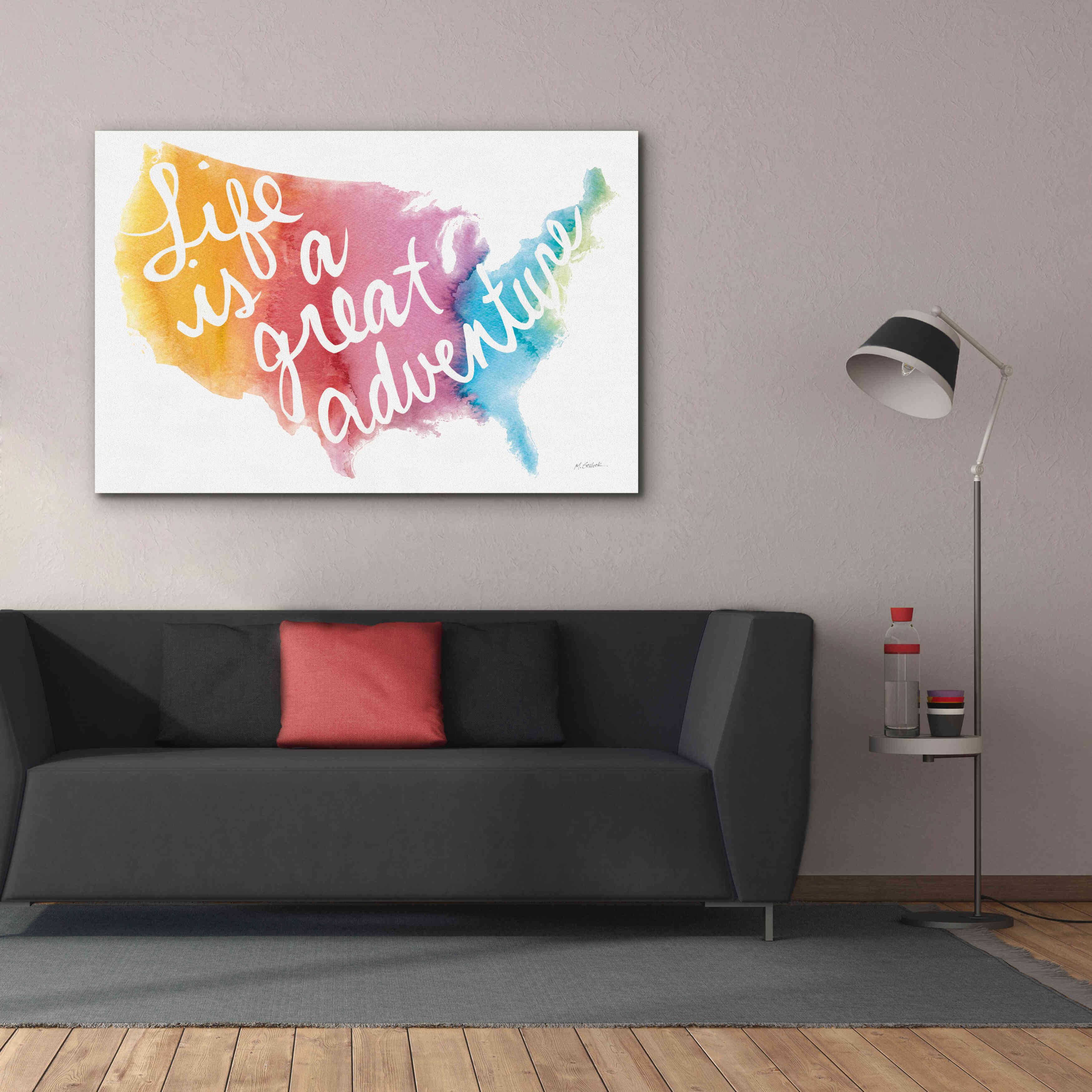 'Watercolor Usa' by Mike Schick, Giclee Canvas Wall Art,60x40