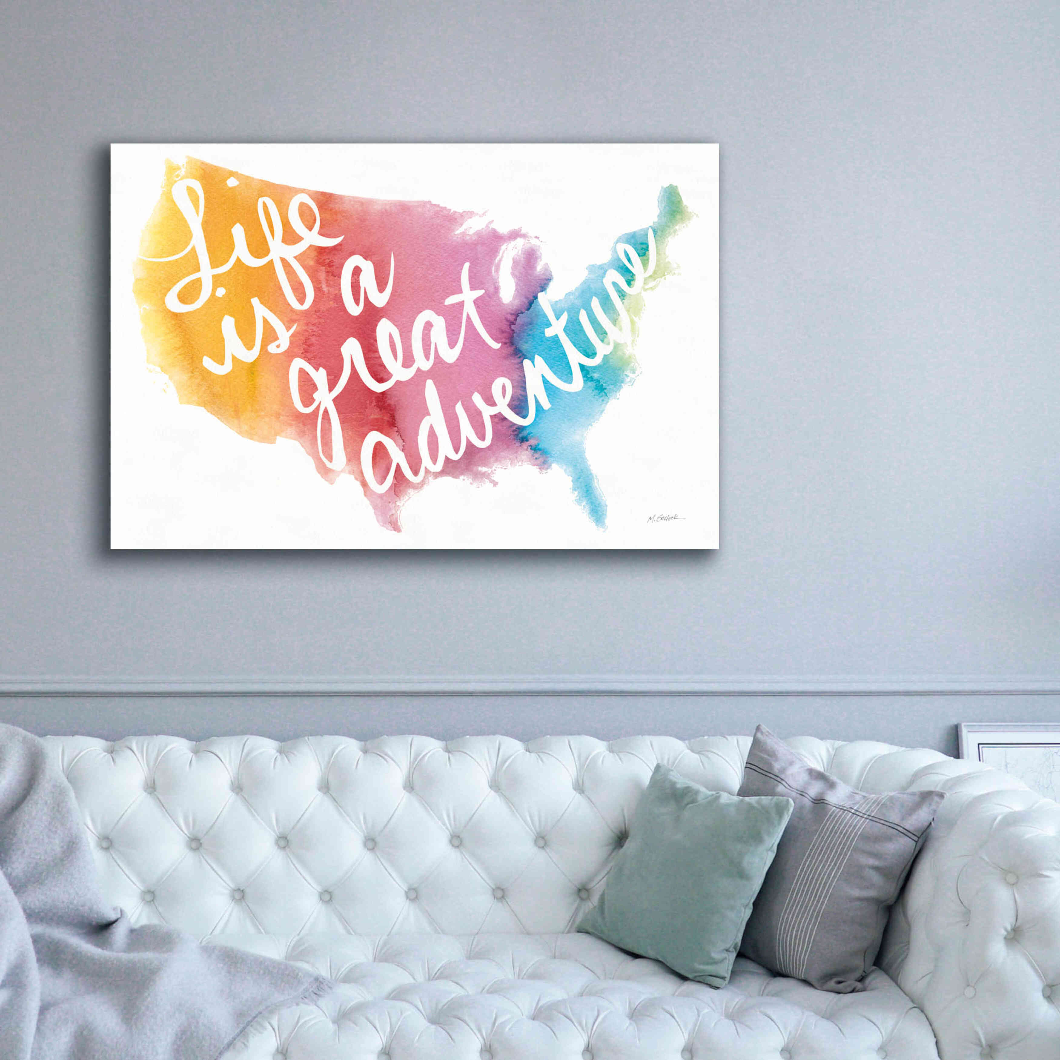 'Watercolor Usa' by Mike Schick, Giclee Canvas Wall Art,60x40