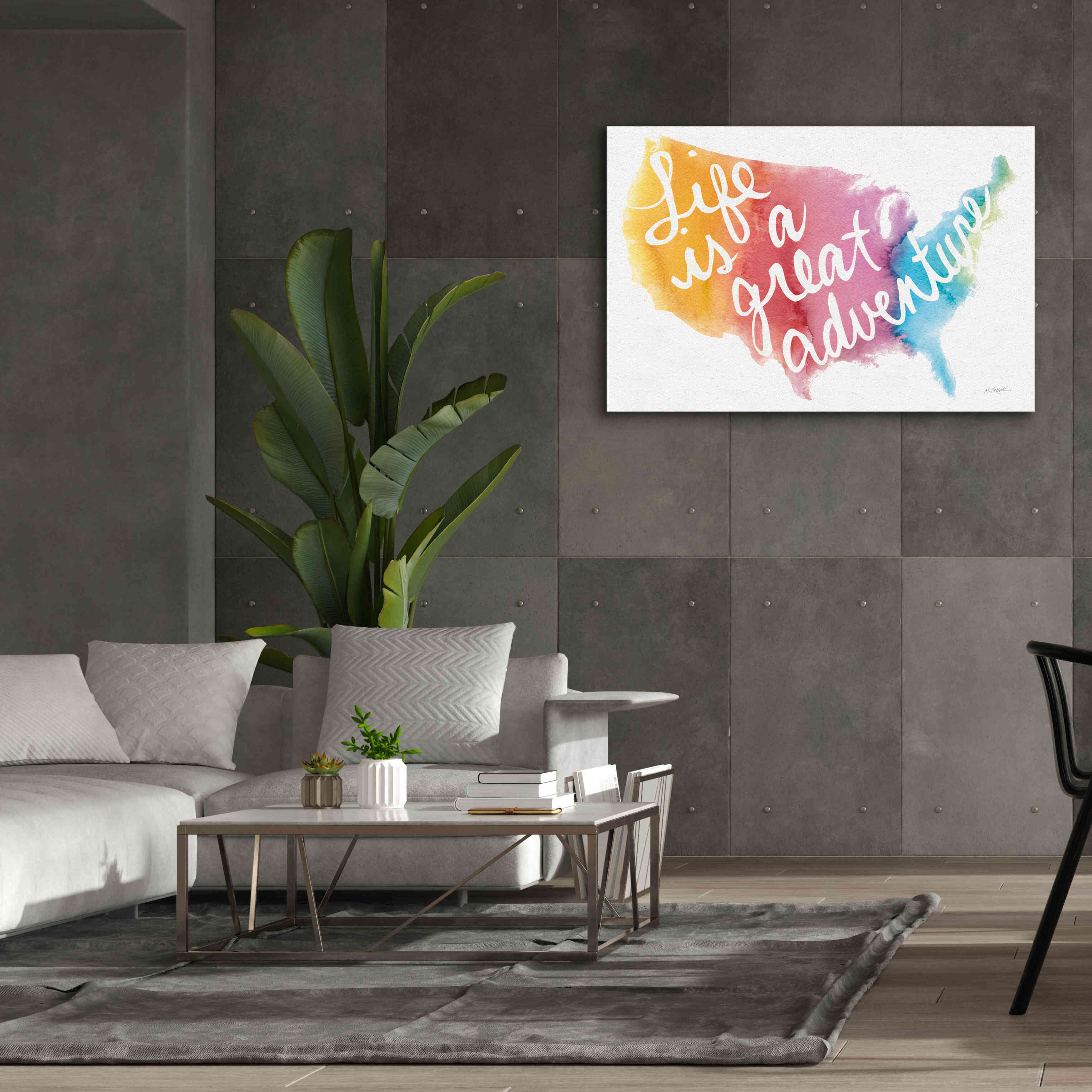 'Watercolor Usa' by Mike Schick, Giclee Canvas Wall Art,60x40