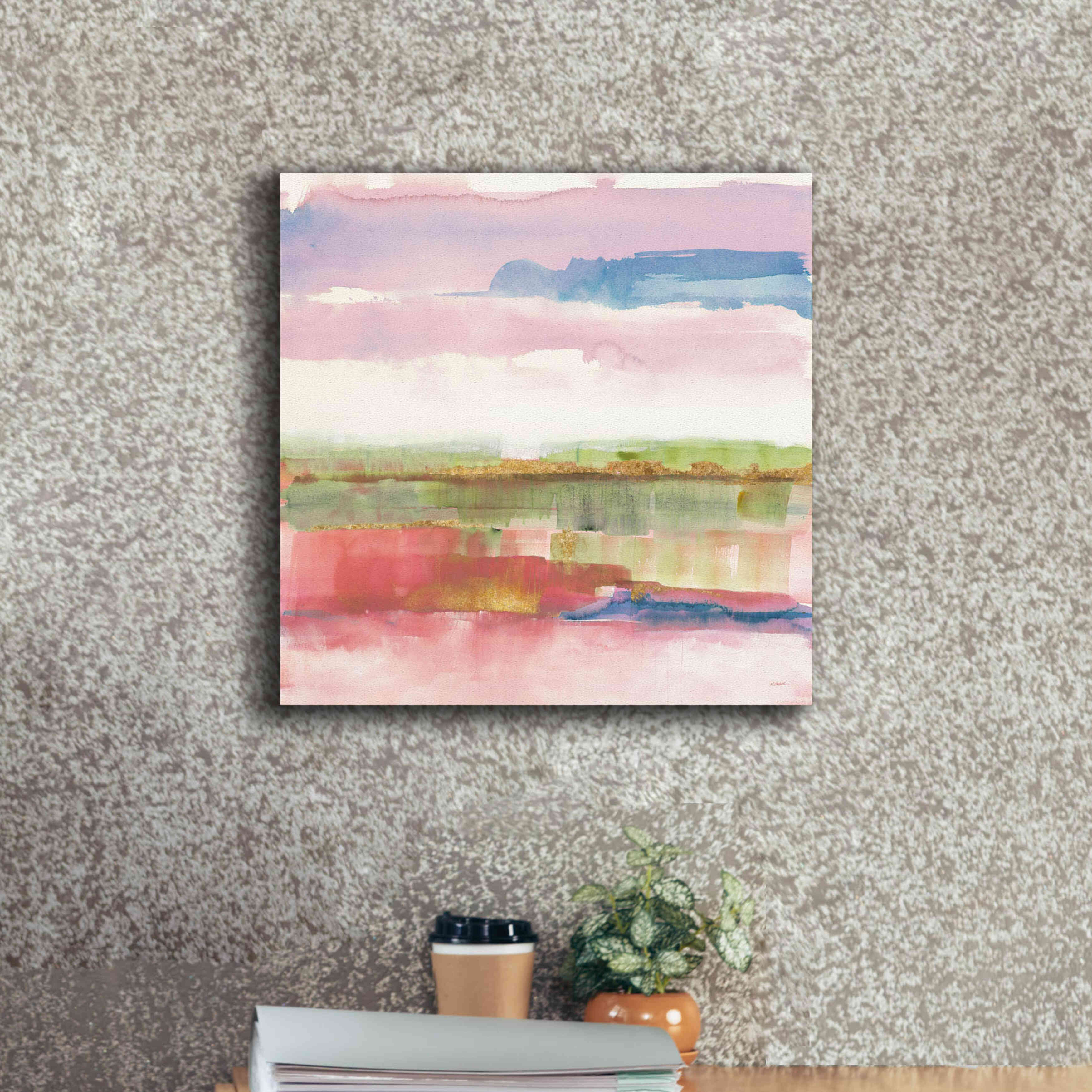 'Influence Of Line And Color Gold Bright' by Mike Schick, Giclee Canvas Wall Art,18x18