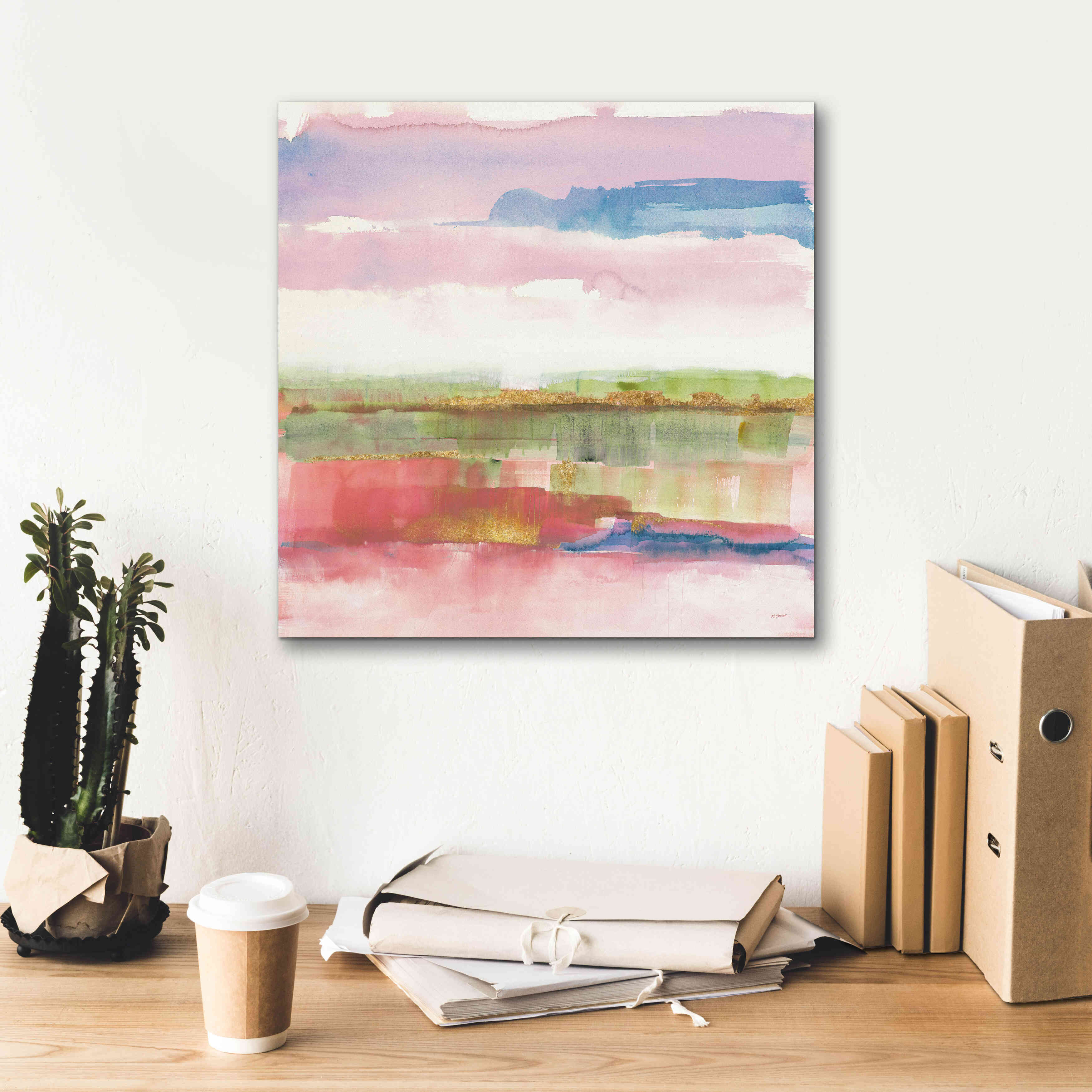 'Influence Of Line And Color Gold Bright' by Mike Schick, Giclee Canvas Wall Art,18x18