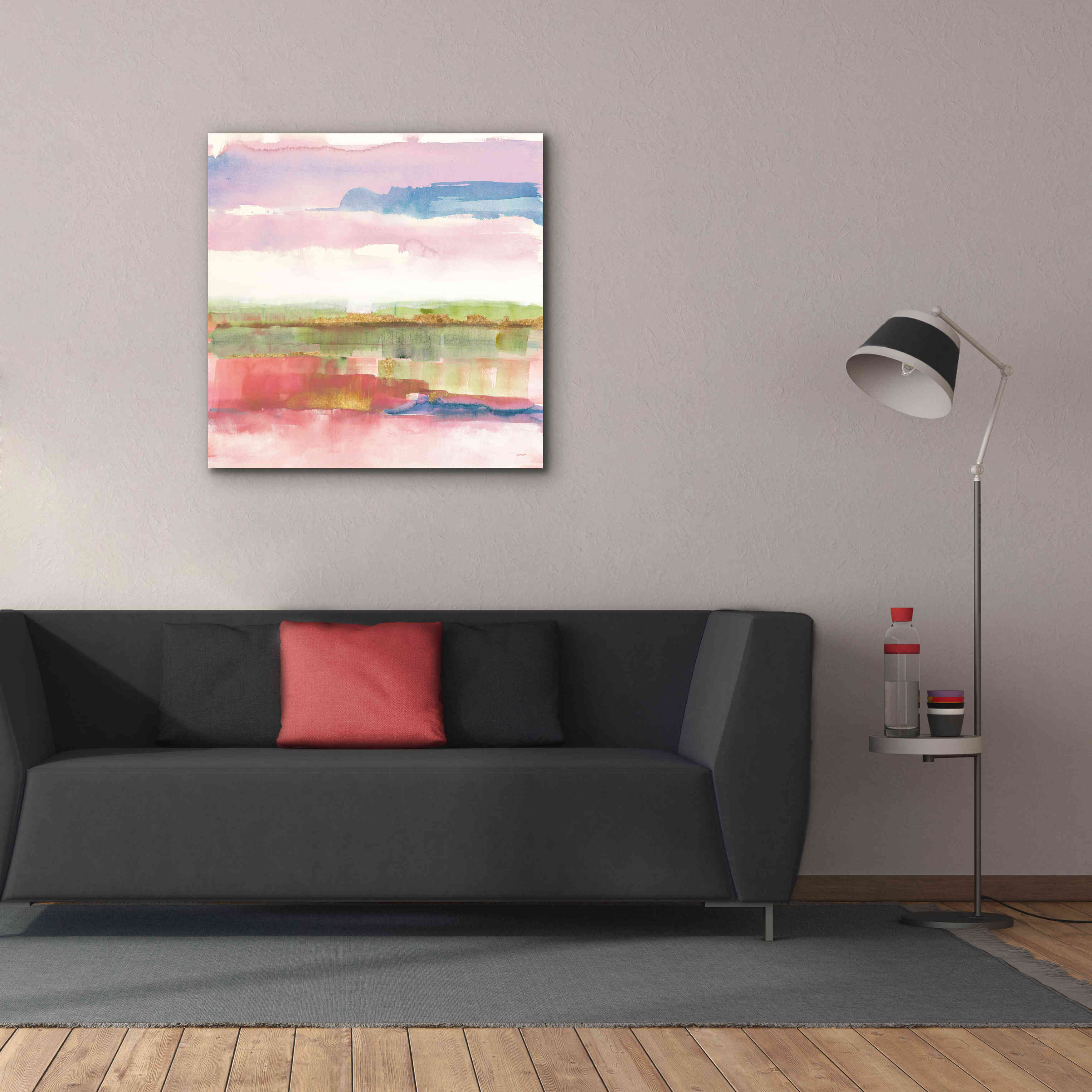 'Influence Of Line And Color Gold Bright' by Mike Schick, Giclee Canvas Wall Art,37x37