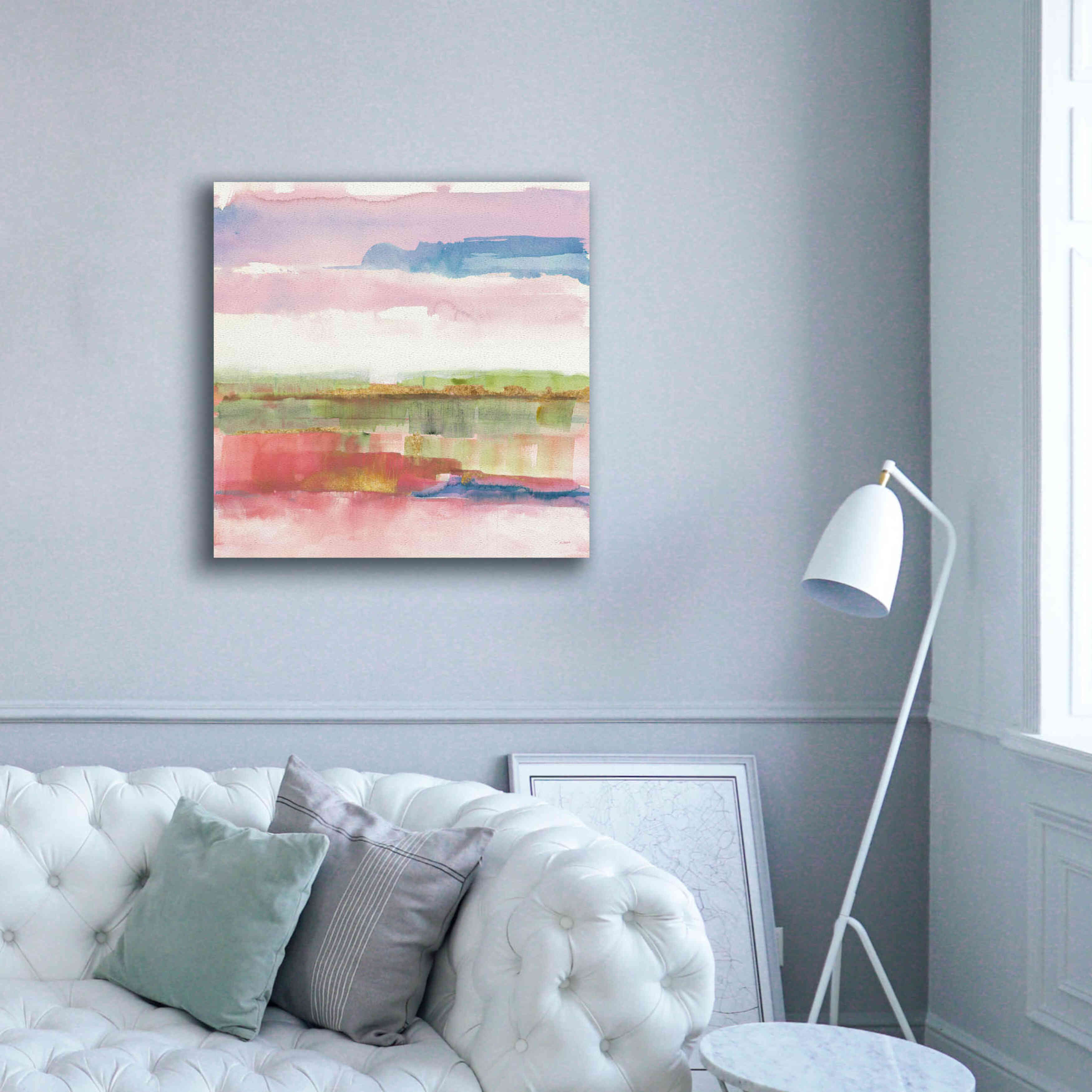 'Influence Of Line And Color Gold Bright' by Mike Schick, Giclee Canvas Wall Art,37x37