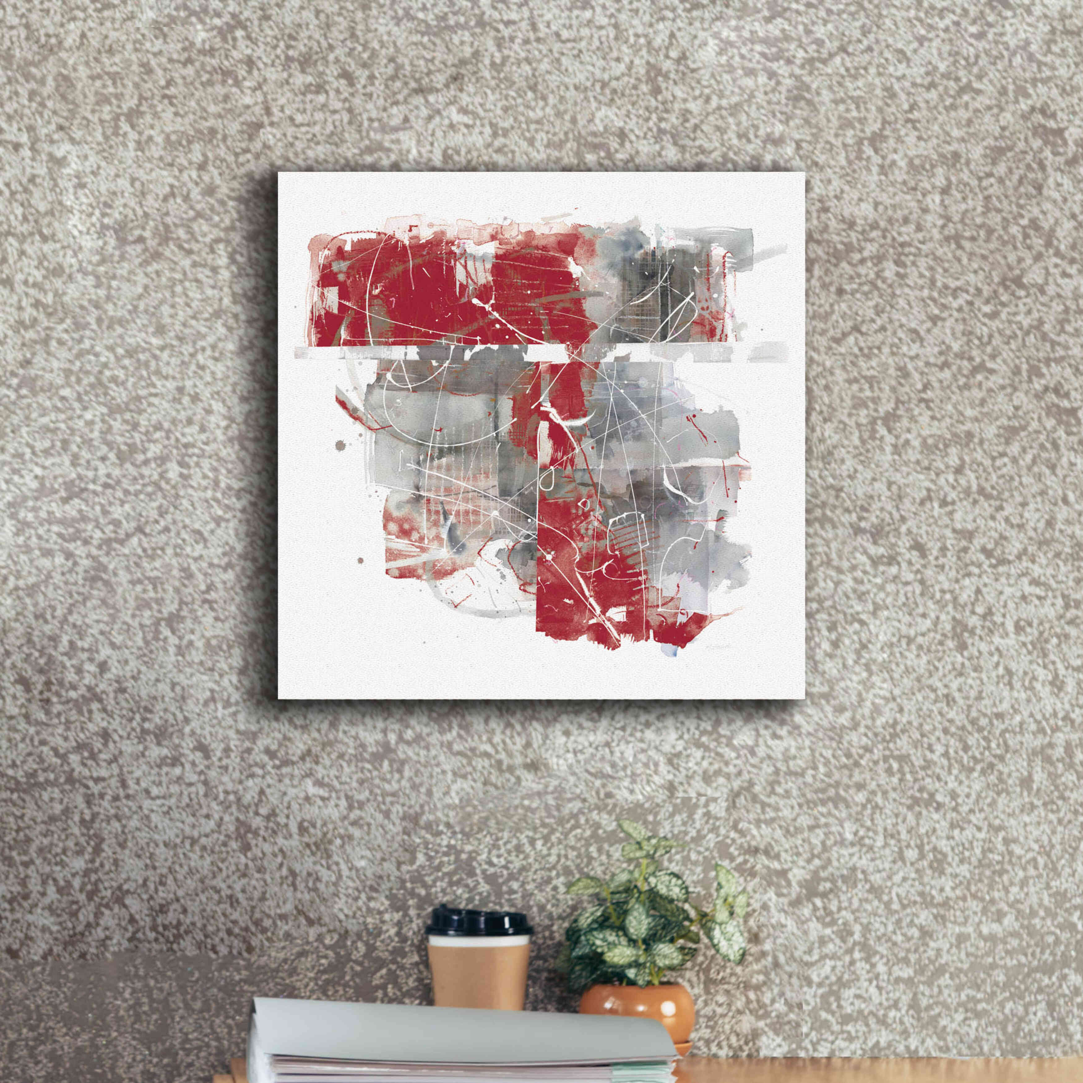 'Moving In And Out Of Traffic II Red Grey' by Mike Schick, Giclee Canvas Wall Art,18x18