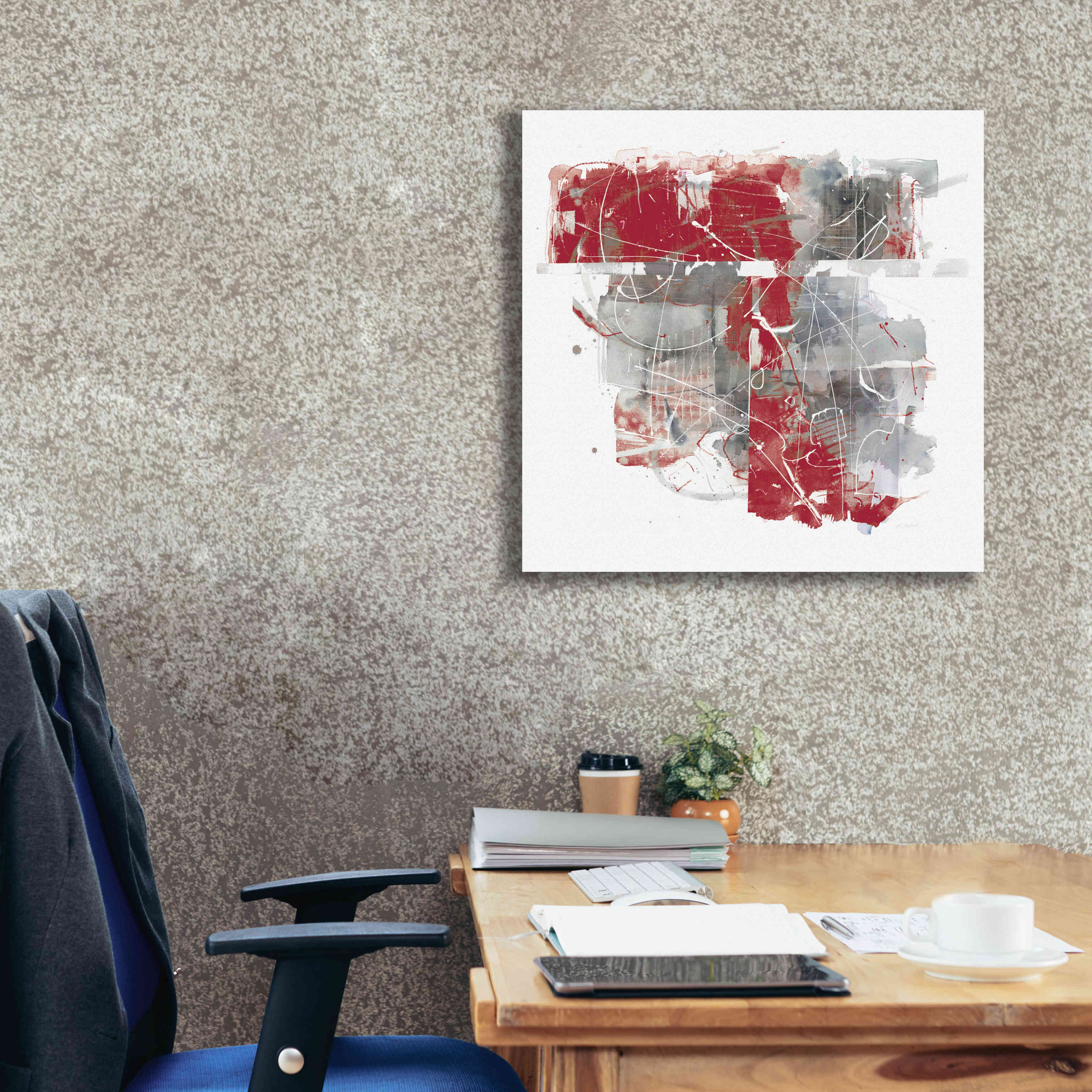 'Moving In And Out Of Traffic II Red Grey' by Mike Schick, Giclee Canvas Wall Art,26x26