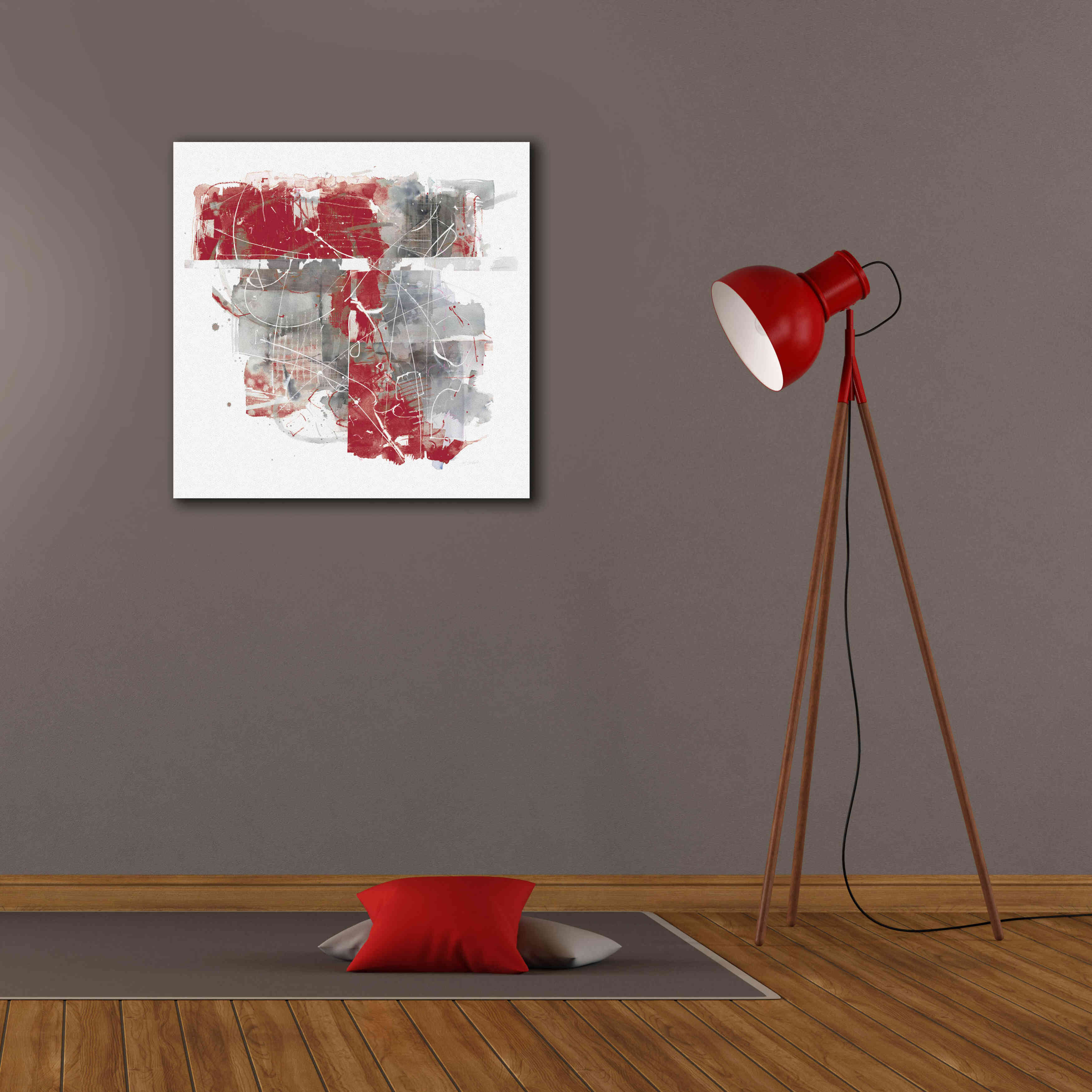'Moving In And Out Of Traffic II Red Grey' by Mike Schick, Giclee Canvas Wall Art,26x26