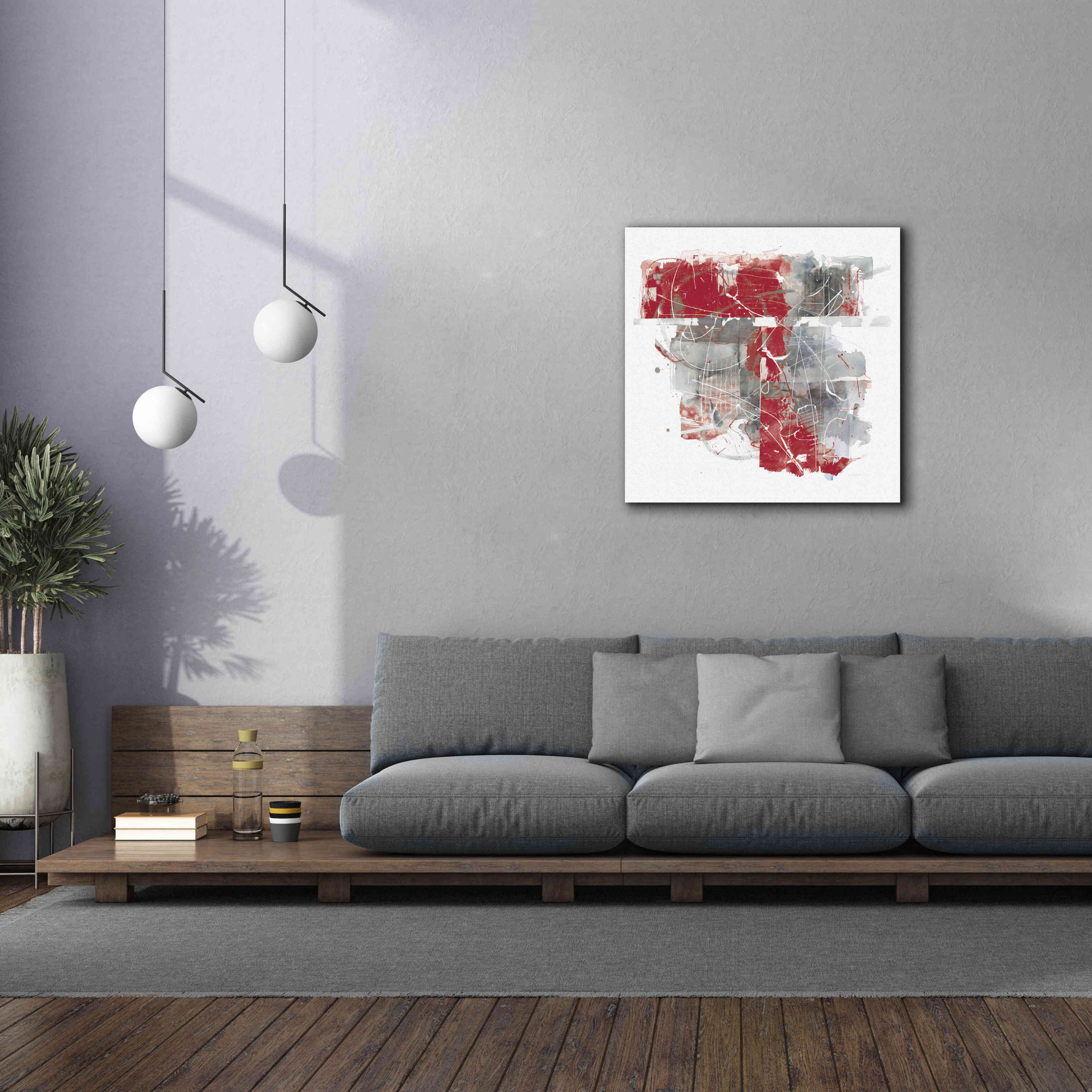 'Moving In And Out Of Traffic II Red Grey' by Mike Schick, Giclee Canvas Wall Art,37x37