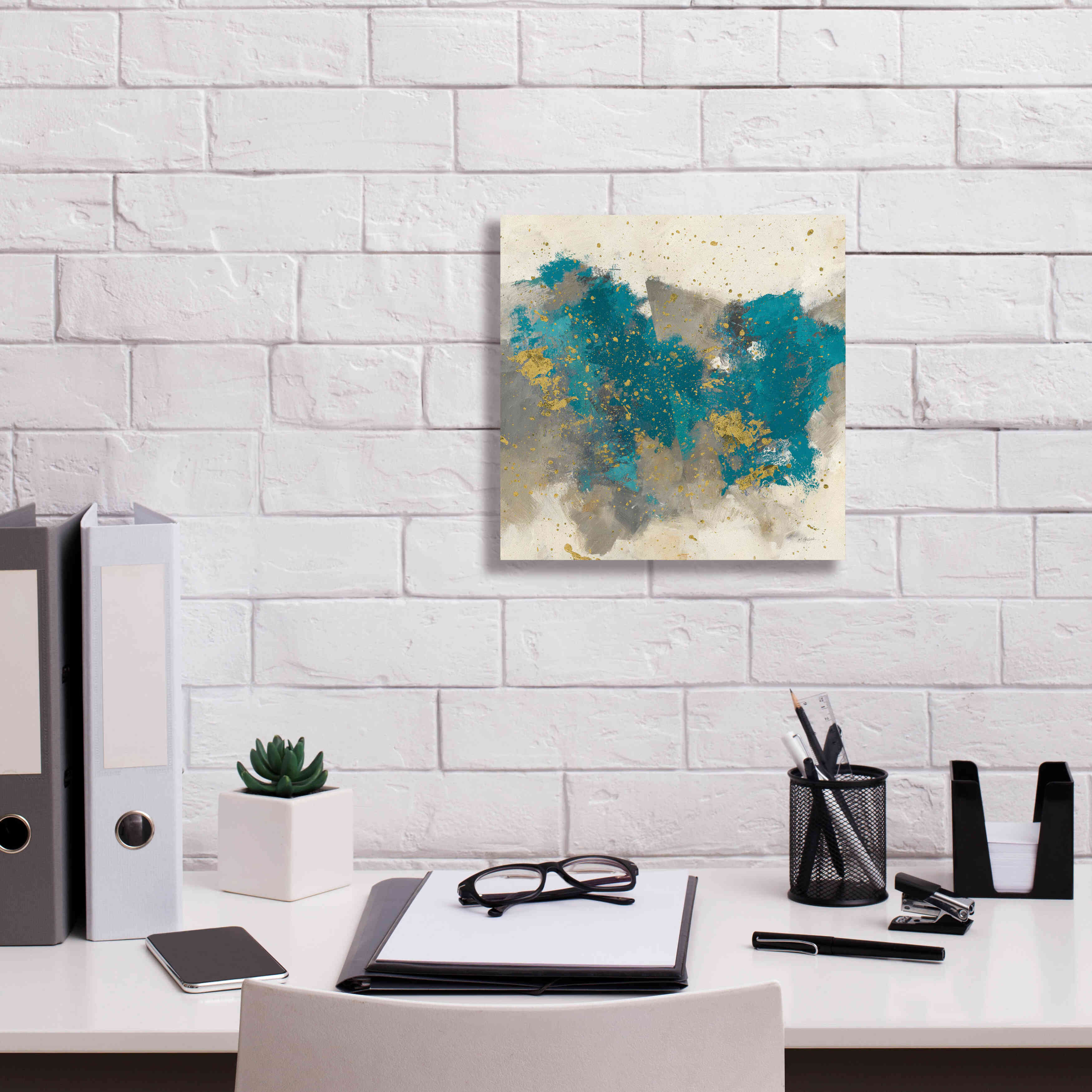 'Gray Matter Cream II' by Mike Schick, Giclee Canvas Wall Art,12x12