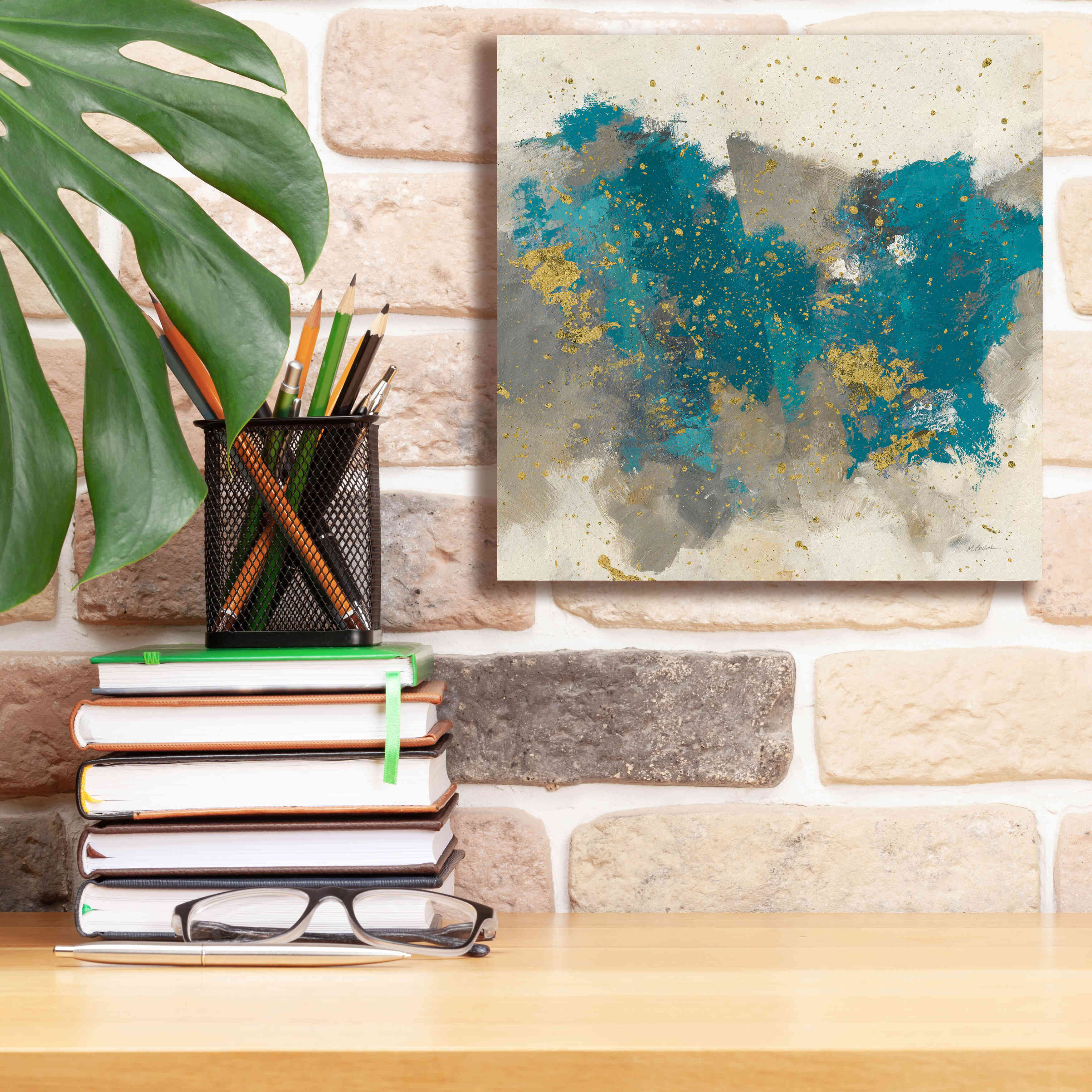 'Gray Matter Cream II' by Mike Schick, Giclee Canvas Wall Art,12x12