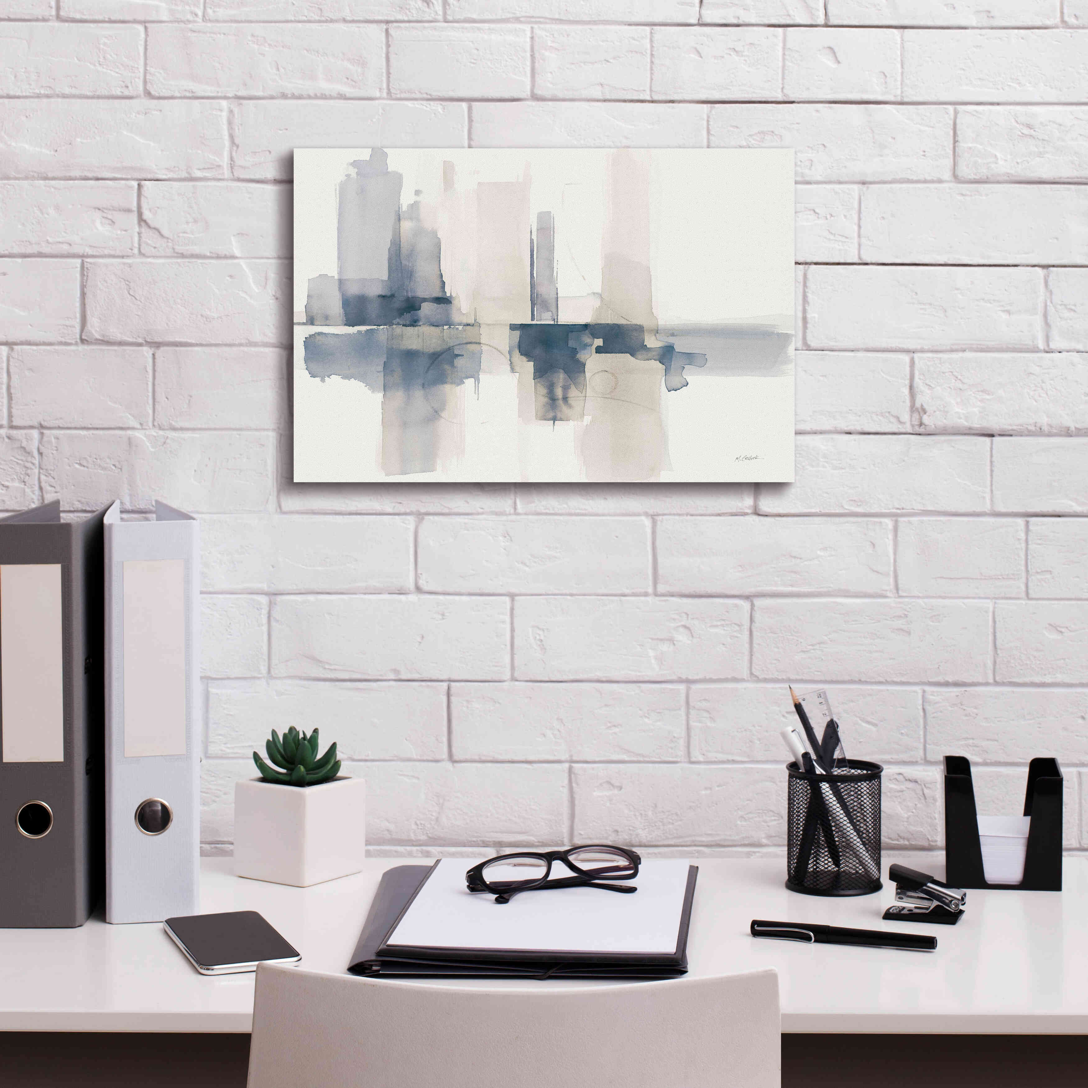 'Improvisation II Navy' by Mike Schick, Giclee Canvas Wall Art,18x12