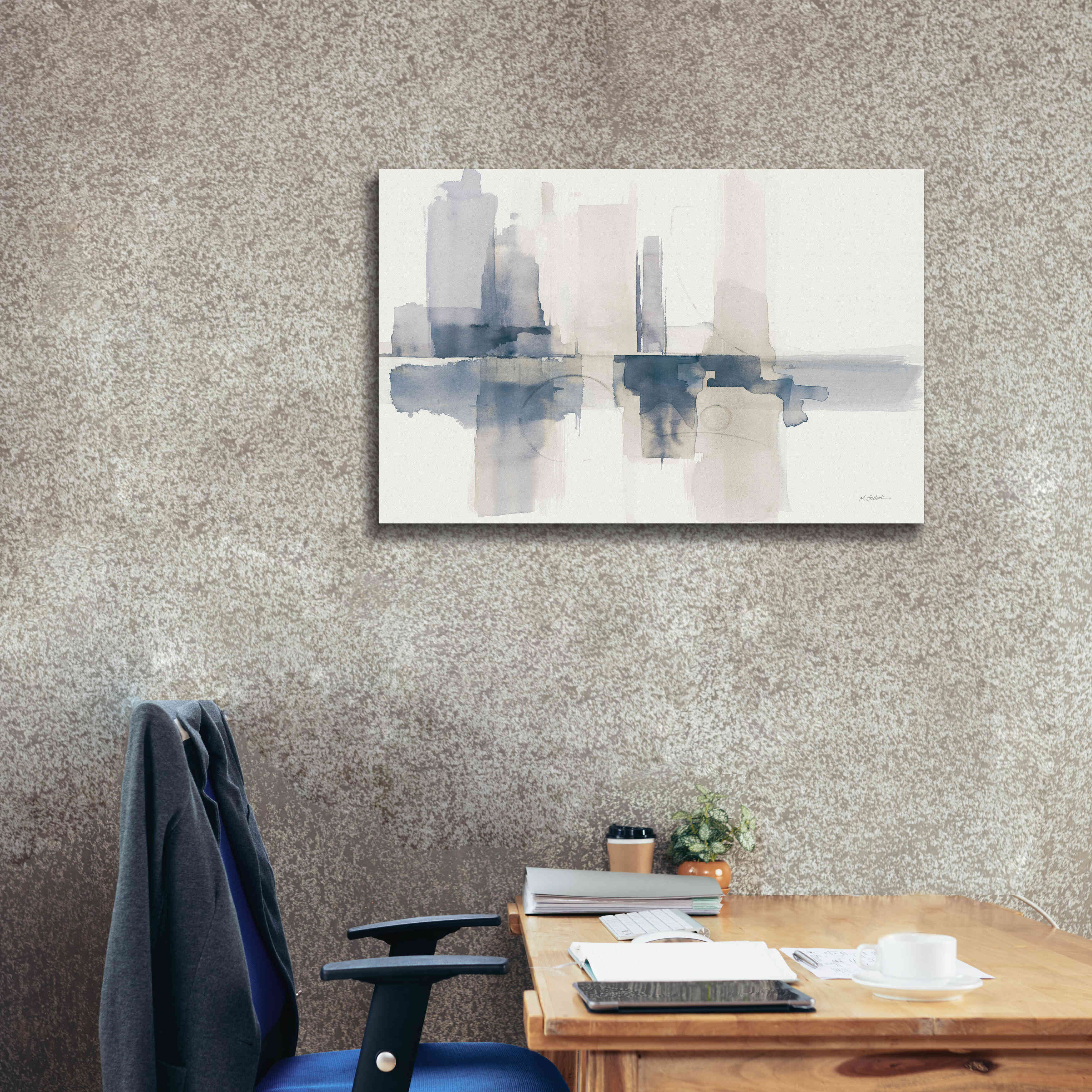 'Improvisation II Navy' by Mike Schick, Giclee Canvas Wall Art,40x26