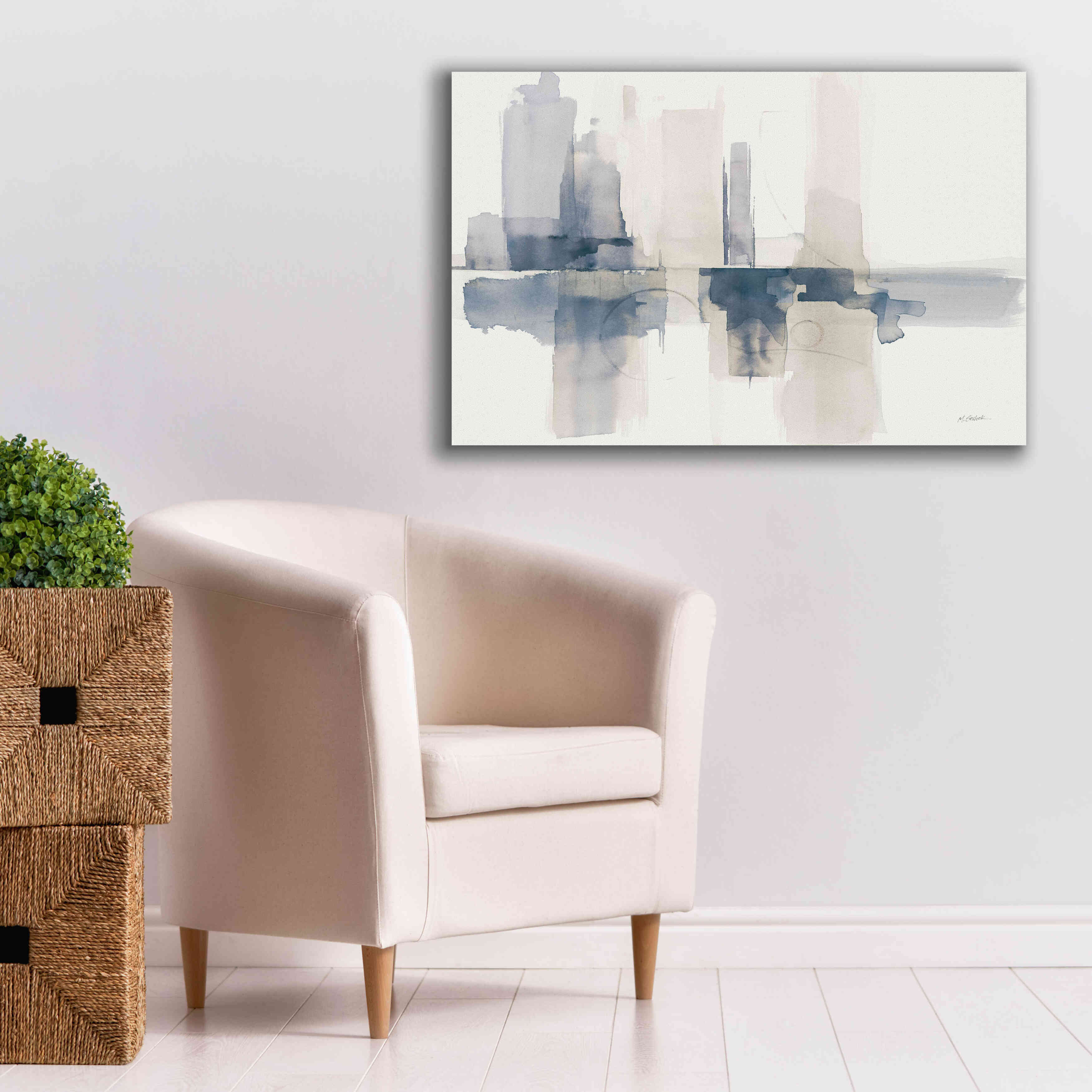 'Improvisation II Navy' by Mike Schick, Giclee Canvas Wall Art,40x26