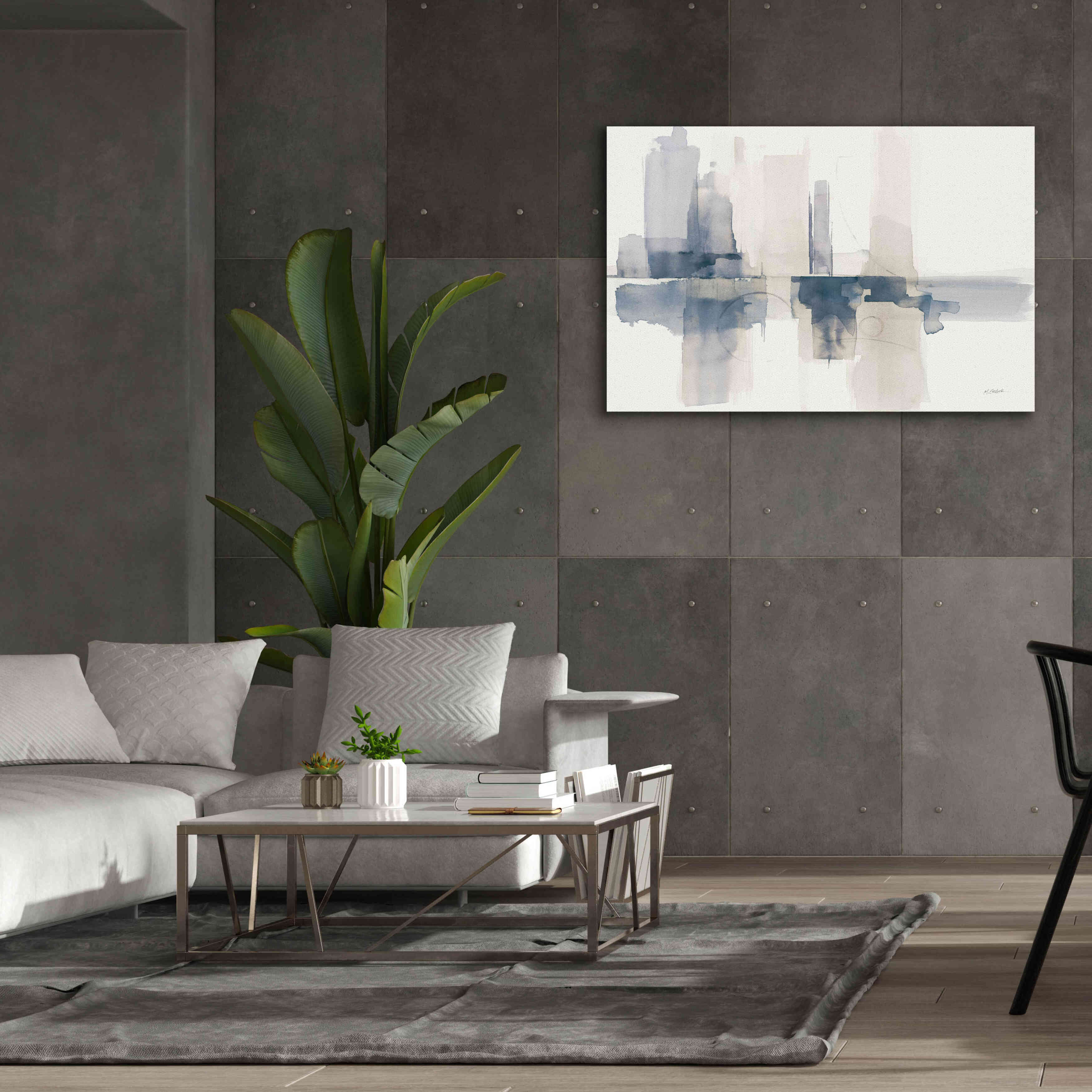 'Improvisation II Navy' by Mike Schick, Giclee Canvas Wall Art,60x40