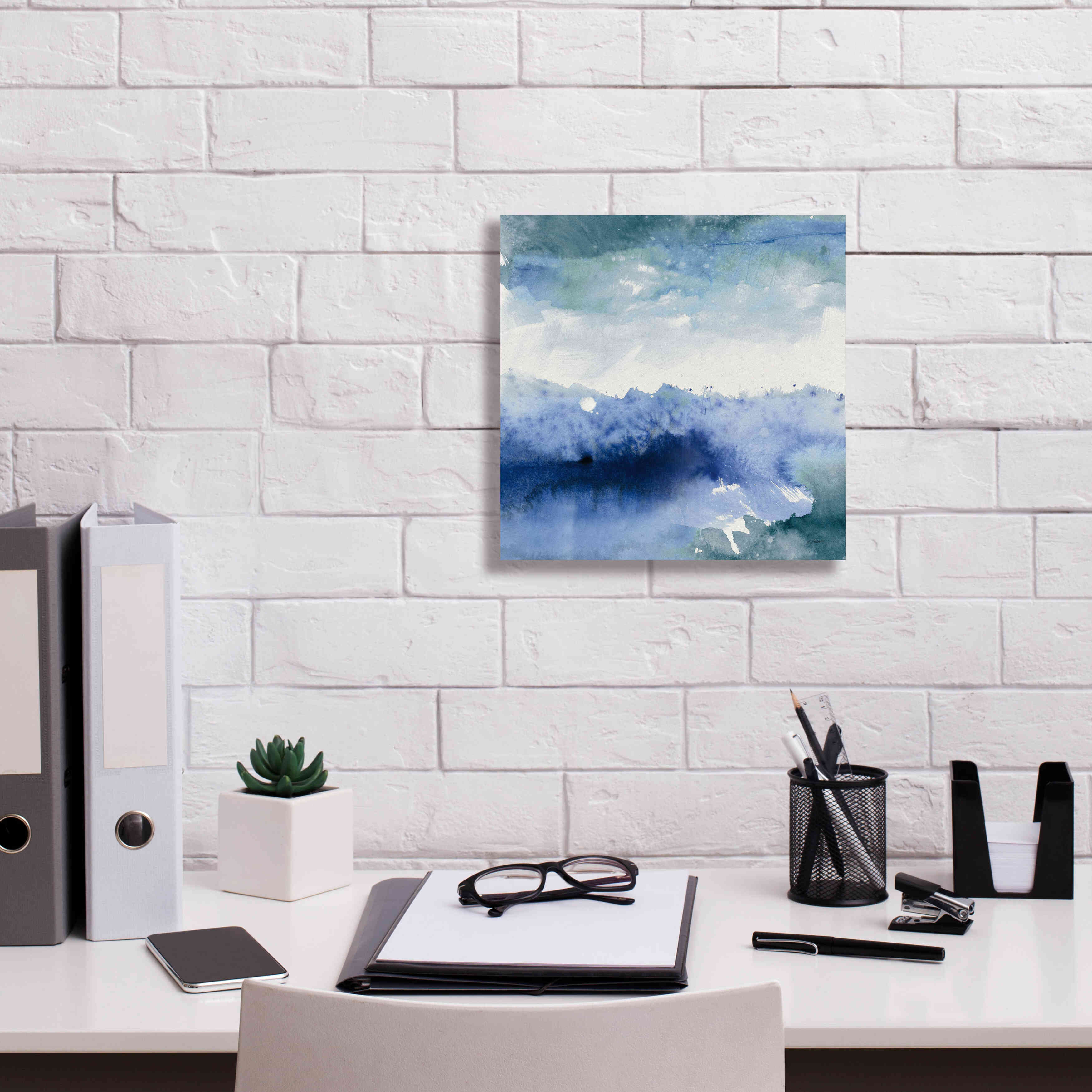 'Midnight At The Lake II Cool' by Mike Schick, Giclee Canvas Wall Art,12x12