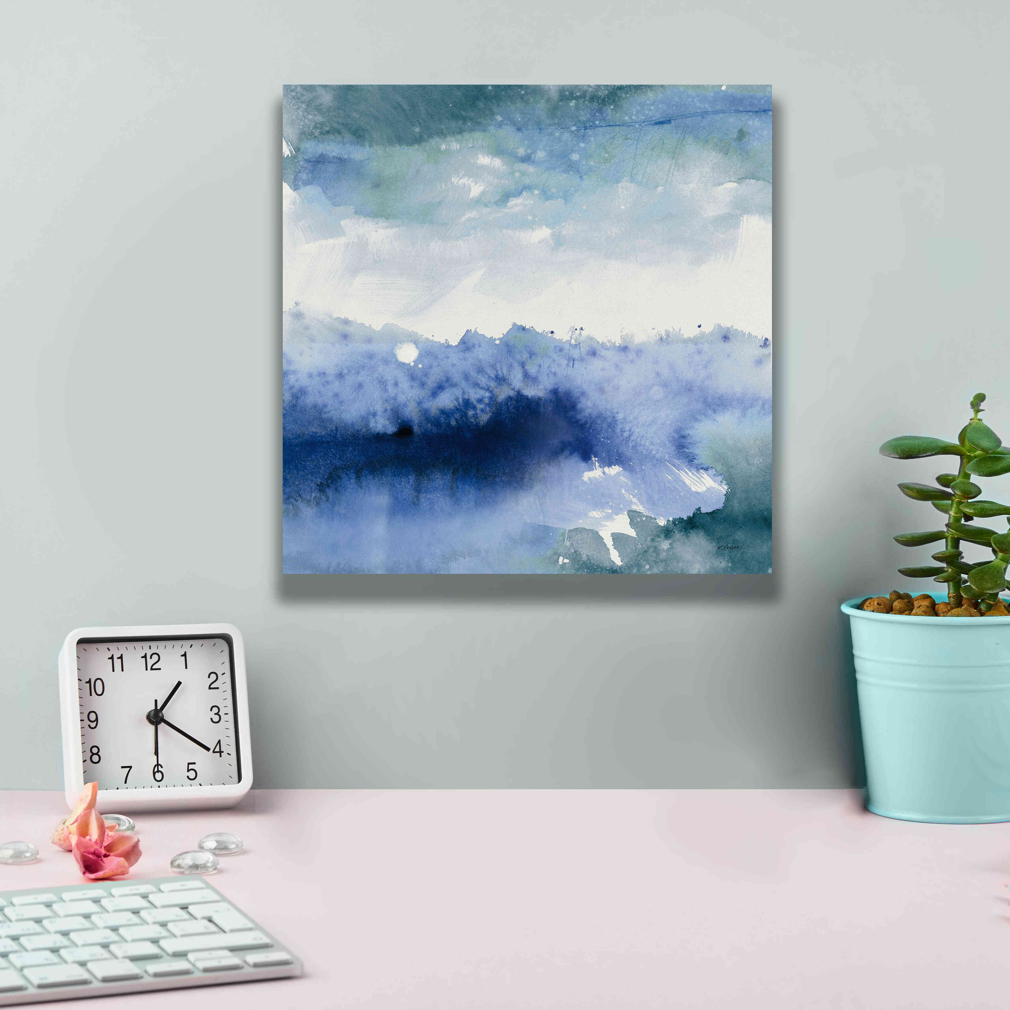 'Midnight At The Lake II Cool' by Mike Schick, Giclee Canvas Wall Art,12x12