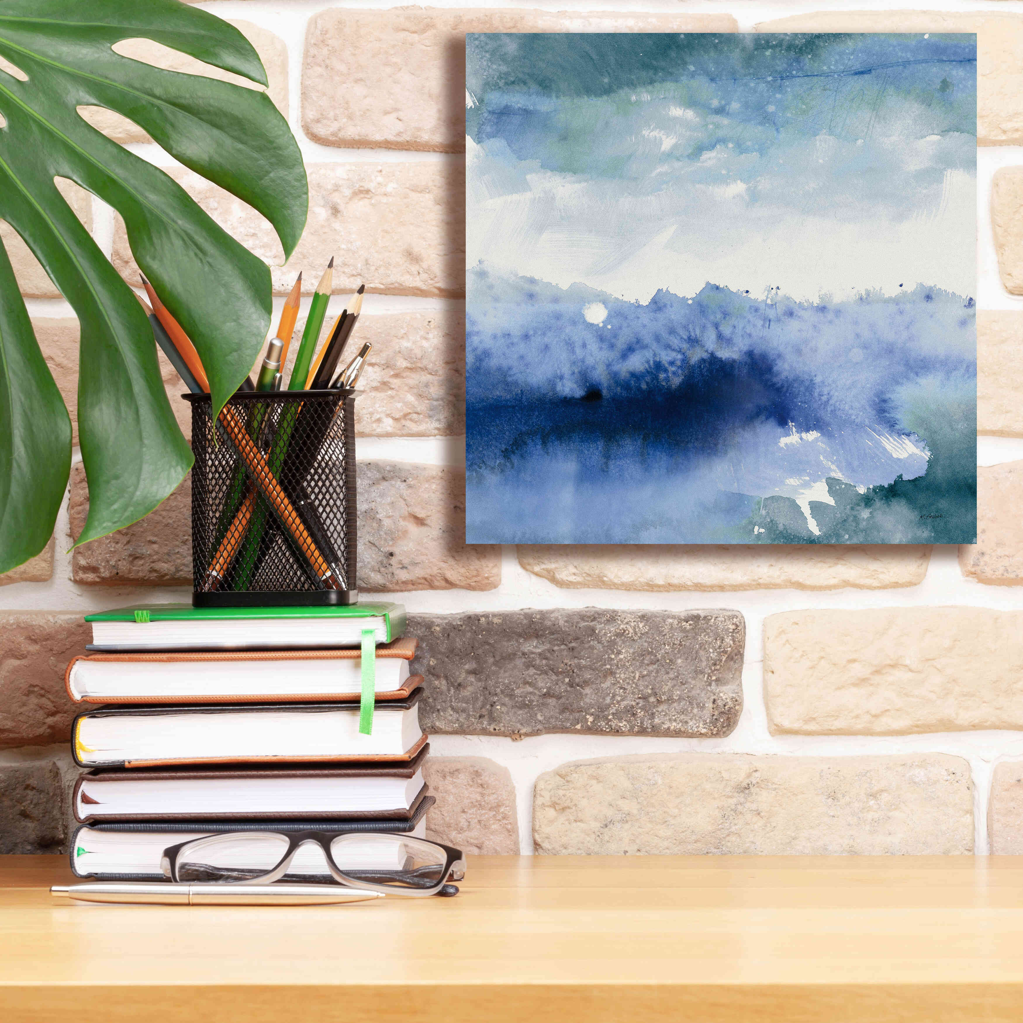 'Midnight At The Lake II Cool' by Mike Schick, Giclee Canvas Wall Art,12x12