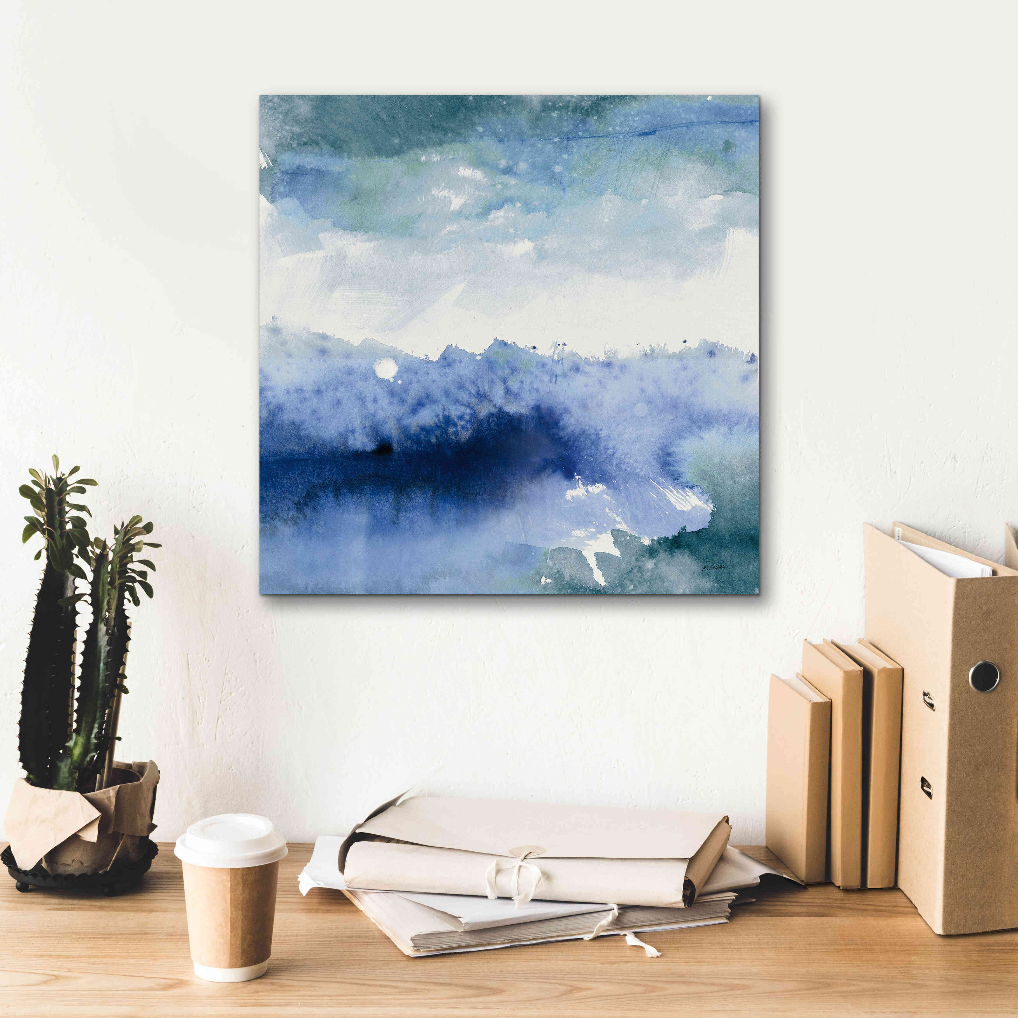 'Midnight At The Lake II Cool' by Mike Schick, Giclee Canvas Wall Art,18x18