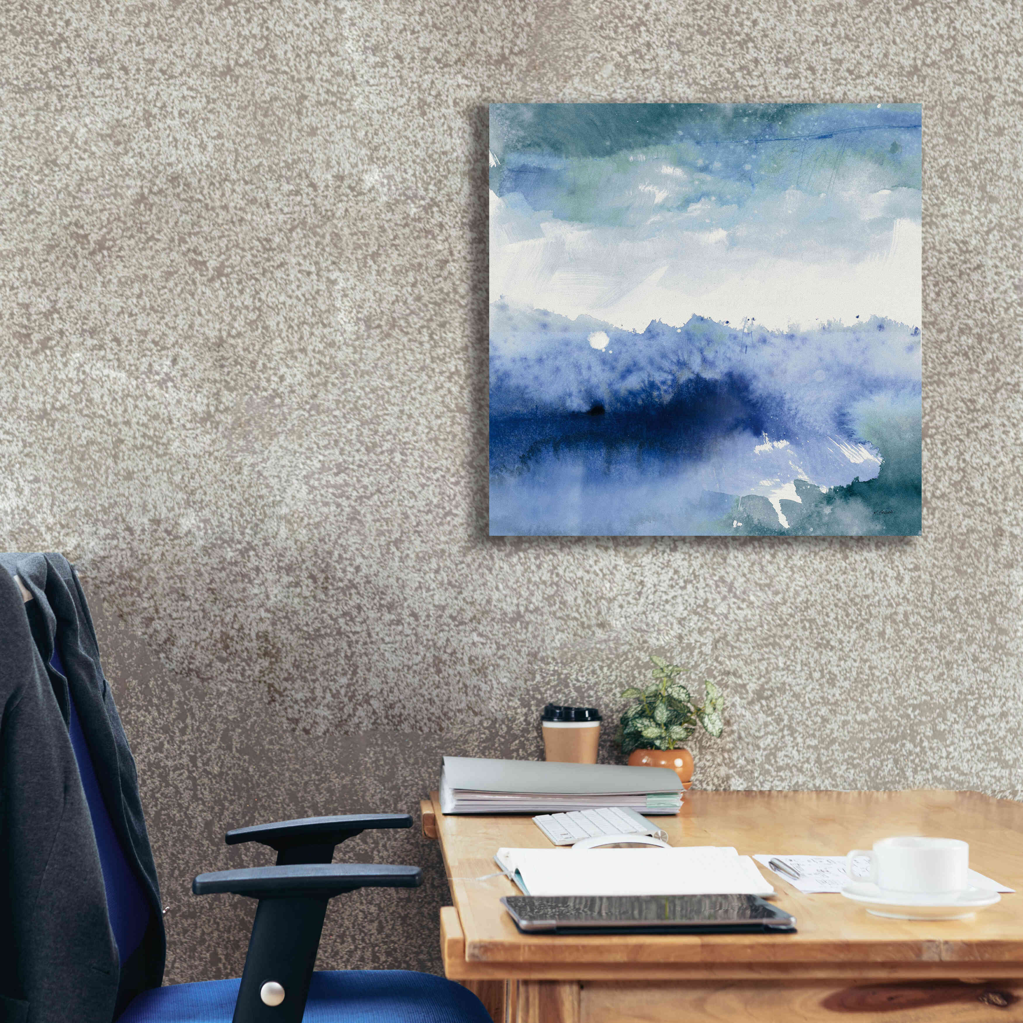 'Midnight At The Lake II Cool' by Mike Schick, Giclee Canvas Wall Art,26x26