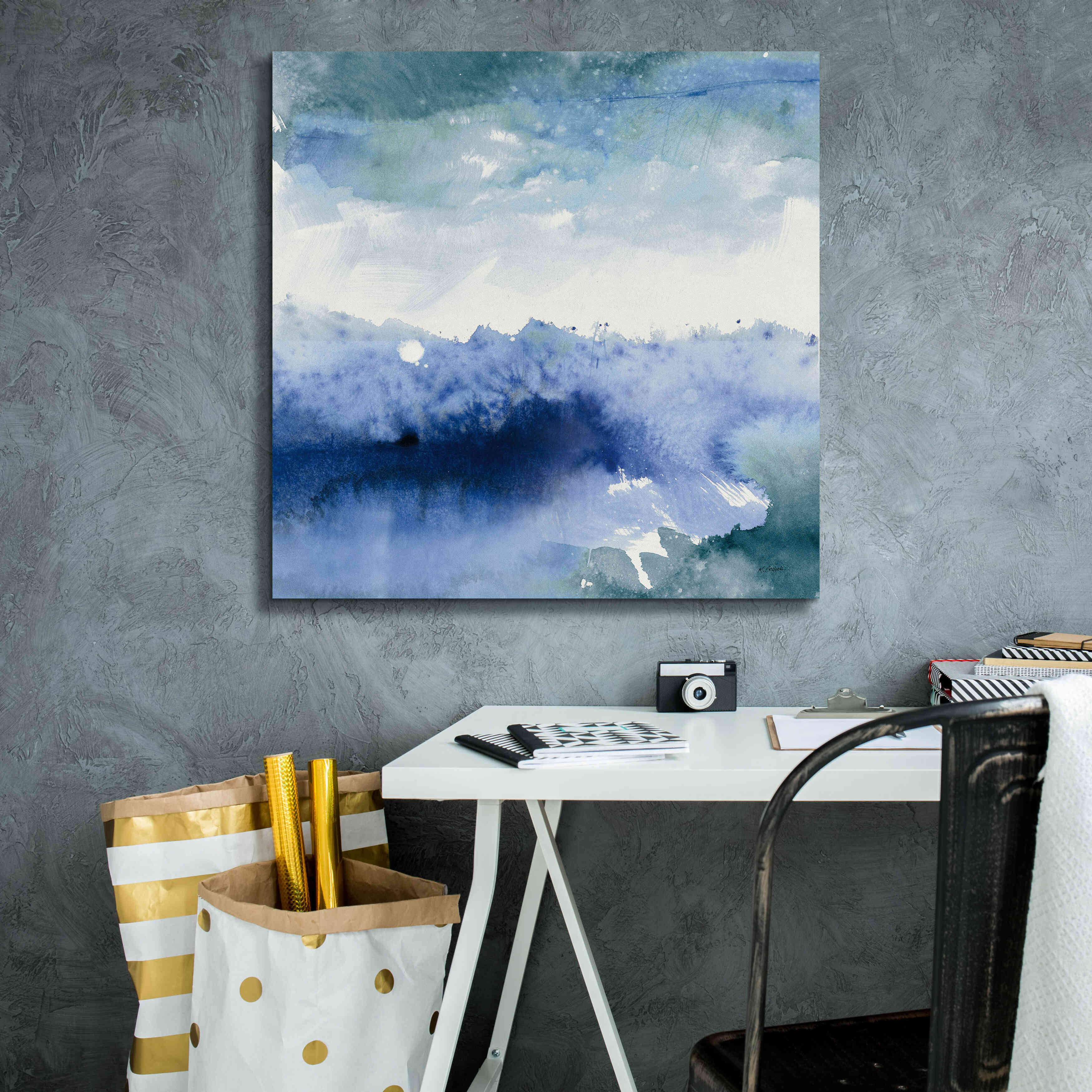 'Midnight At The Lake II Cool' by Mike Schick, Giclee Canvas Wall Art,26x26