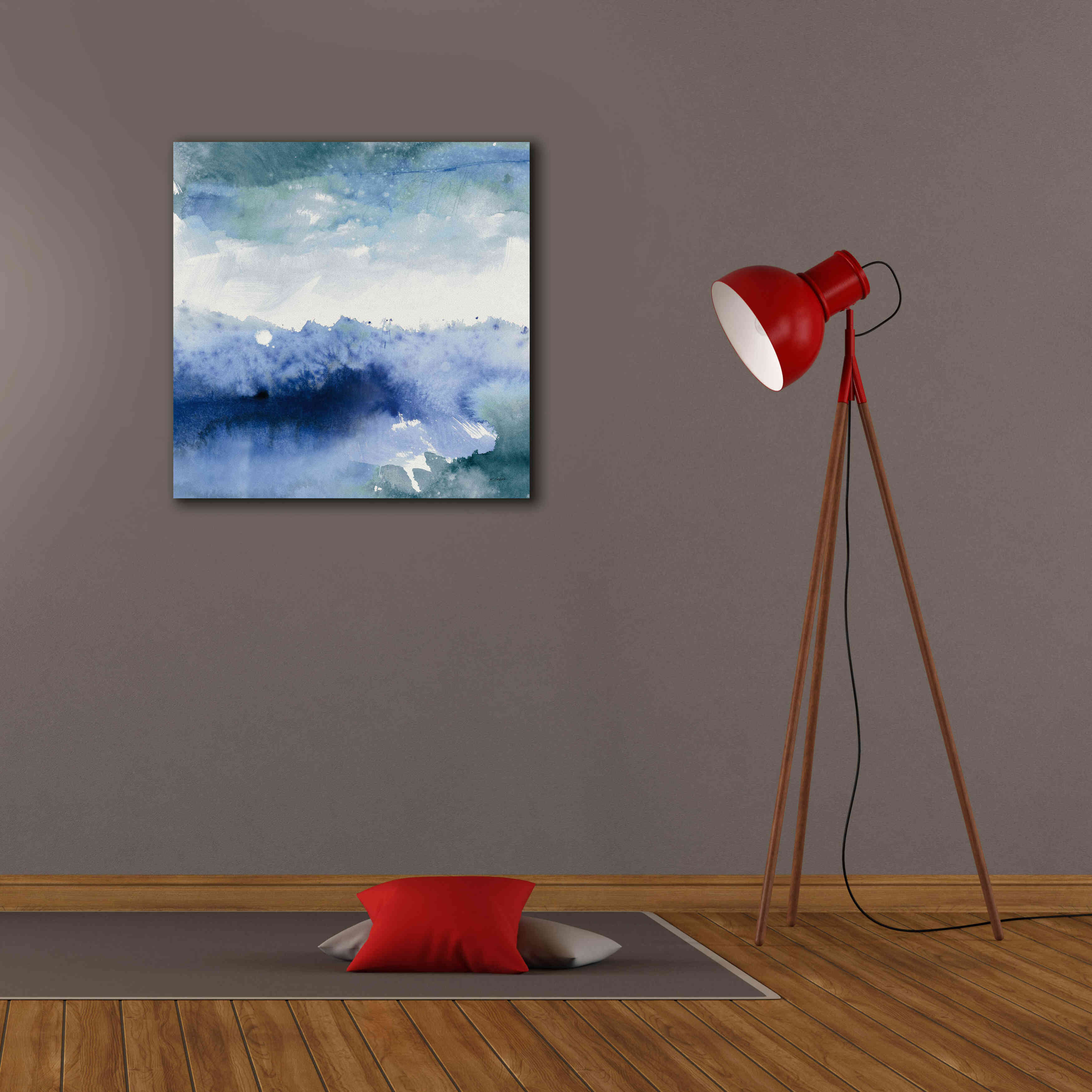 'Midnight At The Lake II Cool' by Mike Schick, Giclee Canvas Wall Art,26x26