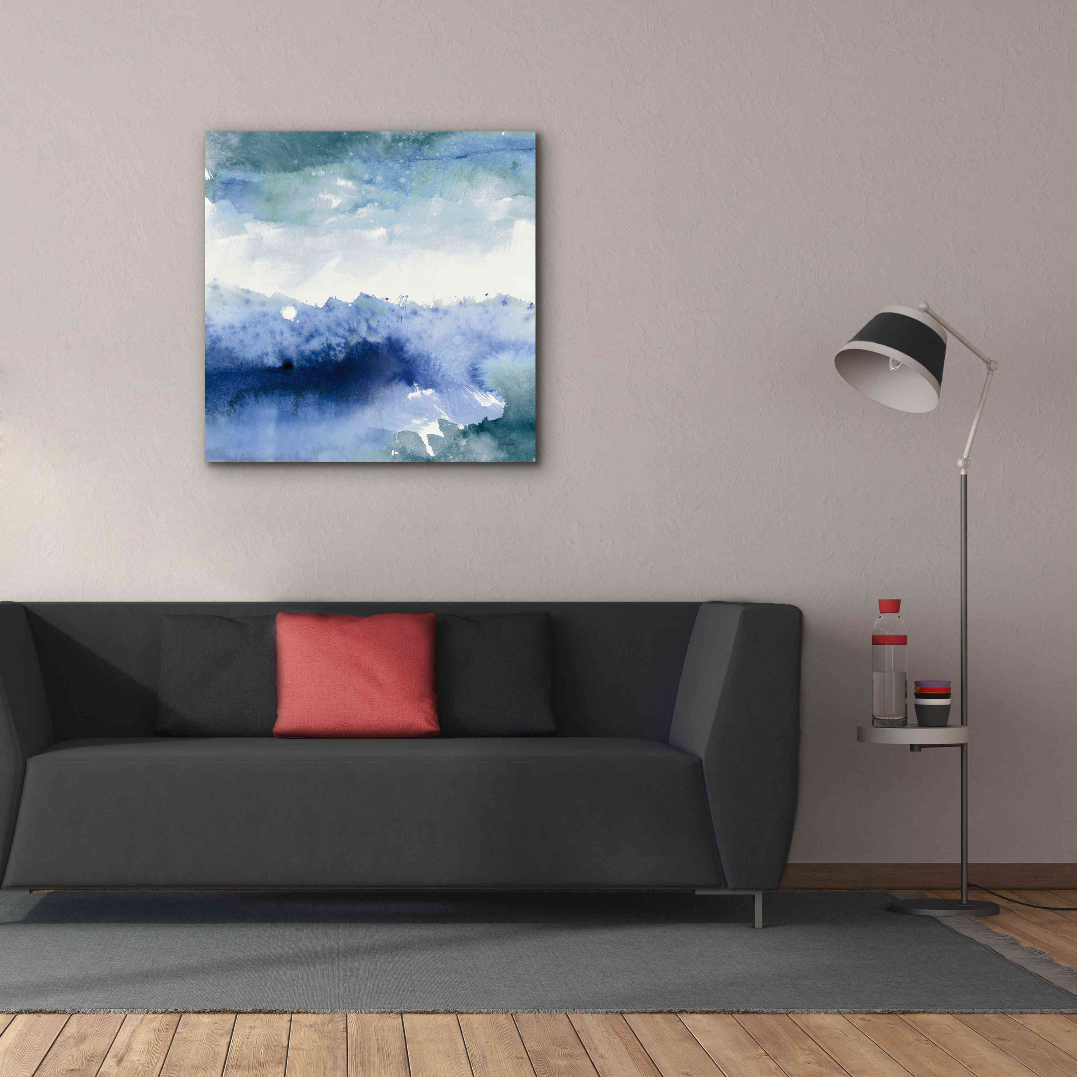 'Midnight At The Lake II Cool' by Mike Schick, Giclee Canvas Wall Art,37x37