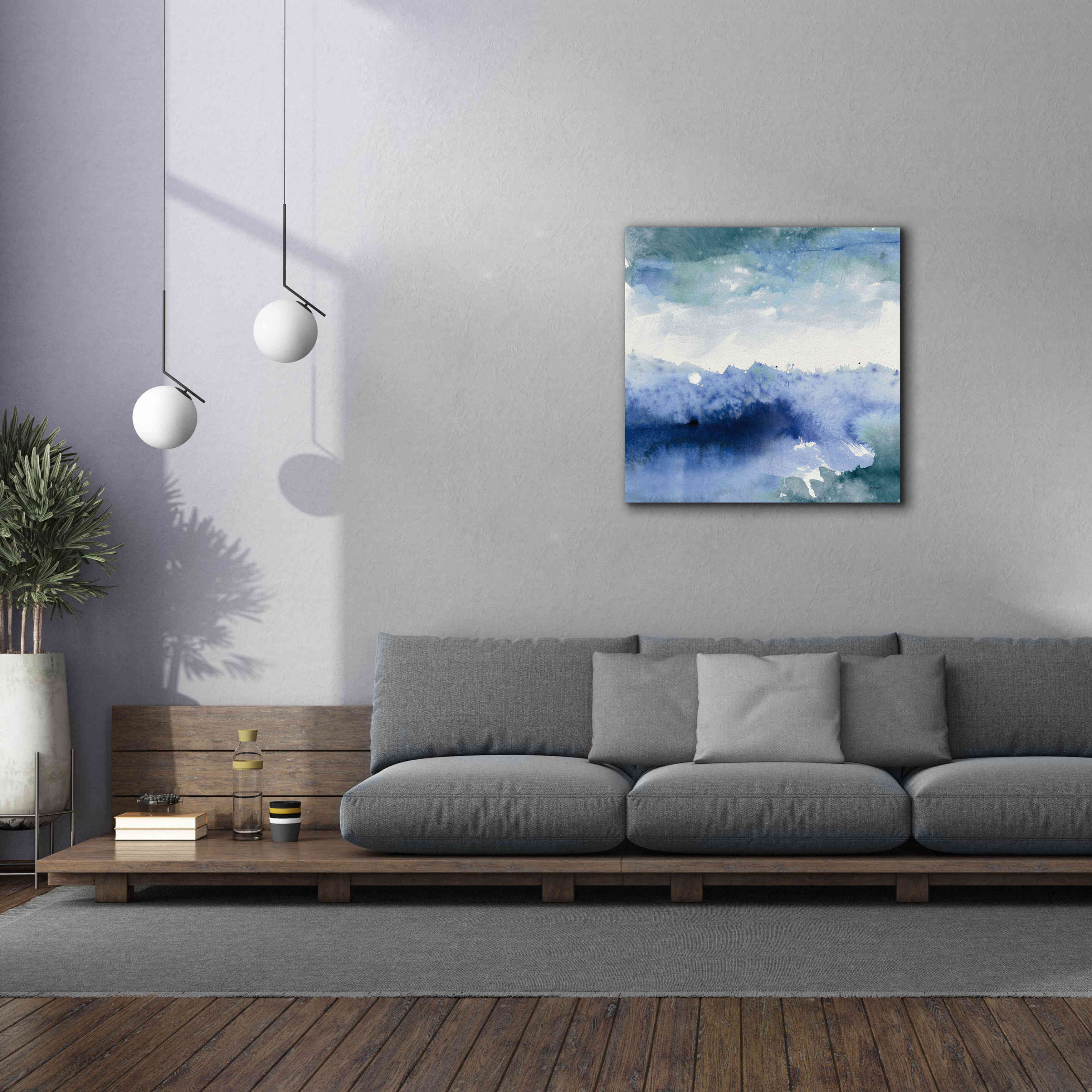 'Midnight At The Lake II Cool' by Mike Schick, Giclee Canvas Wall Art,37x37