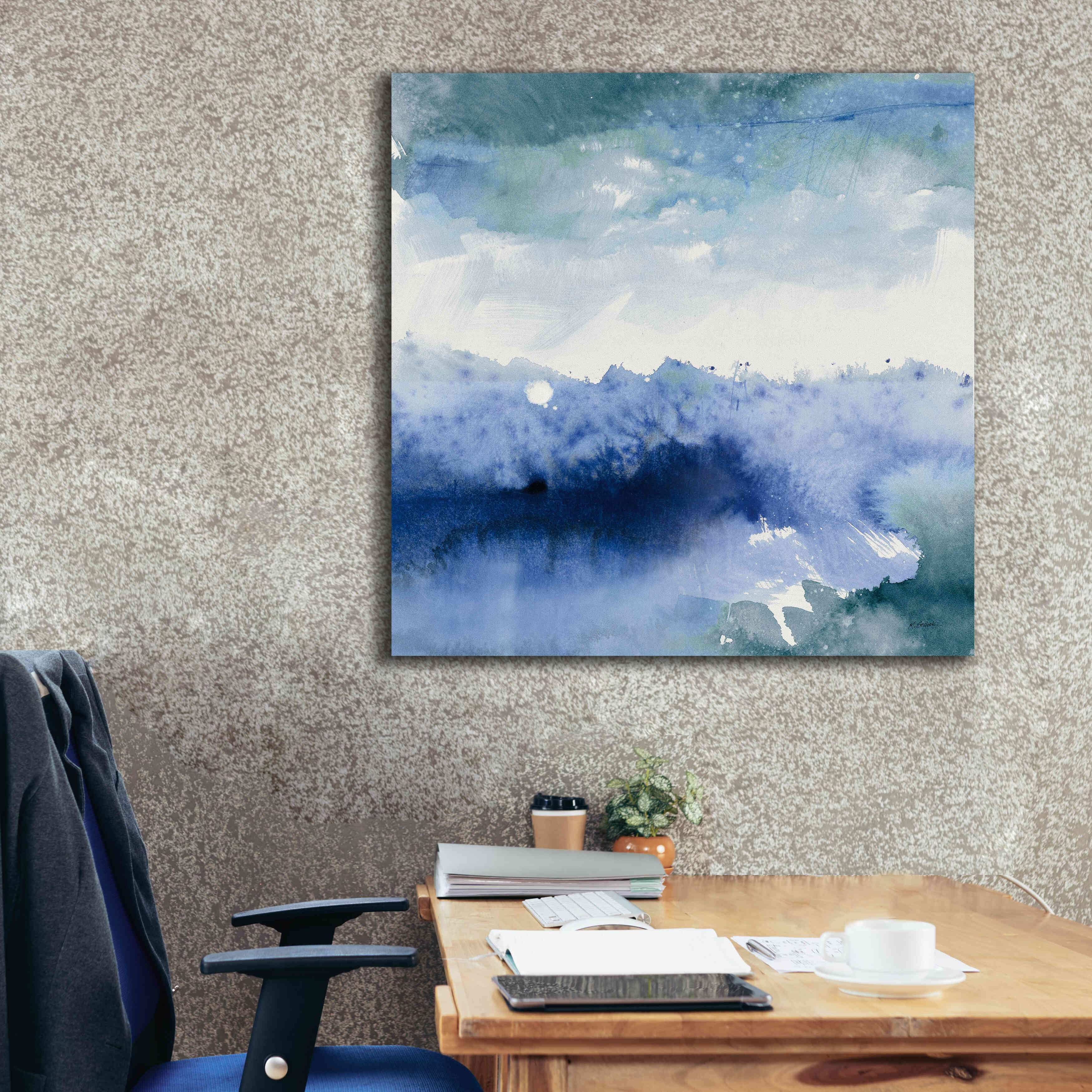 'Midnight At The Lake II Cool' by Mike Schick, Giclee Canvas Wall Art,37x37