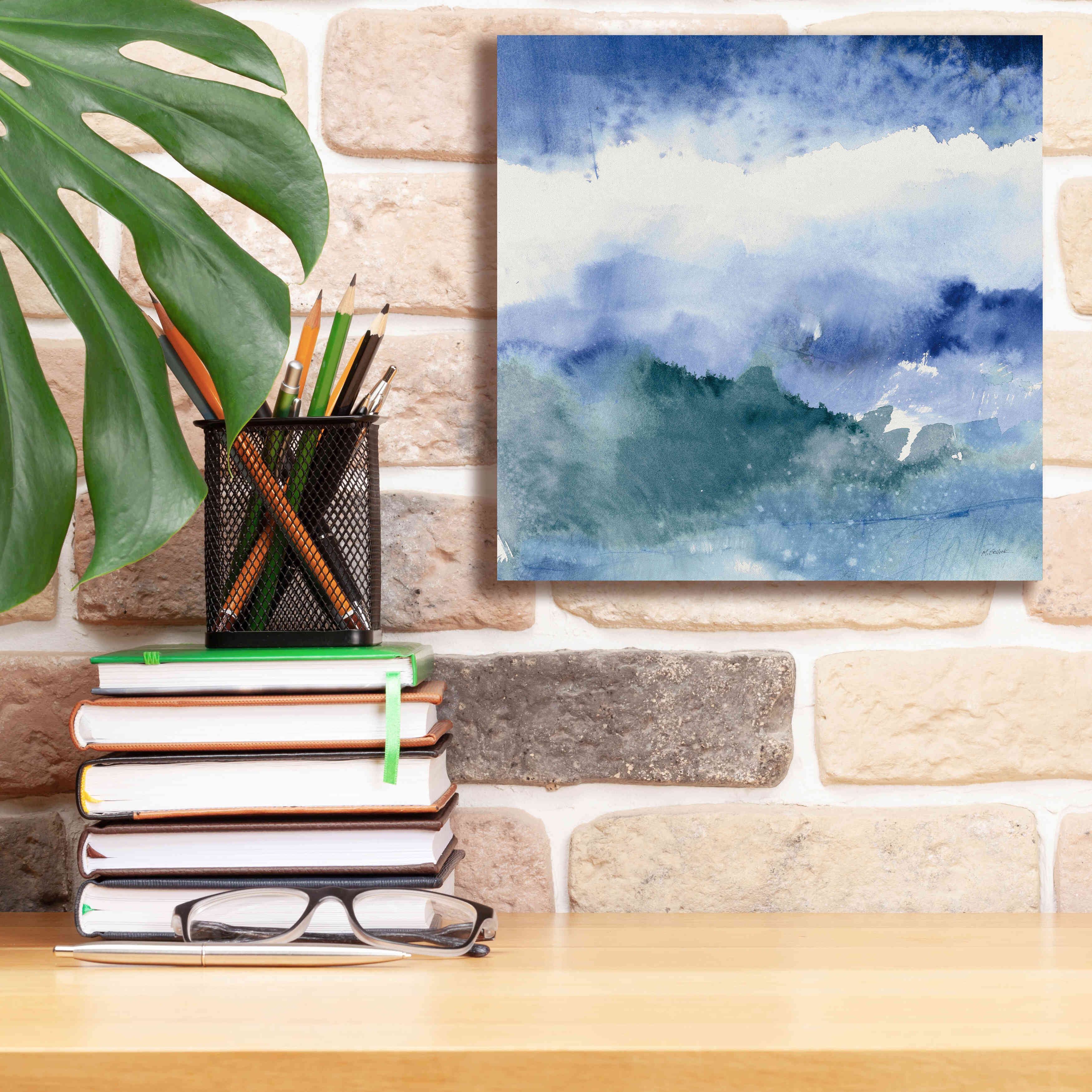 'Midnight At The Lake III Cool' by Mike Schick, Giclee Canvas Wall Art,12x12