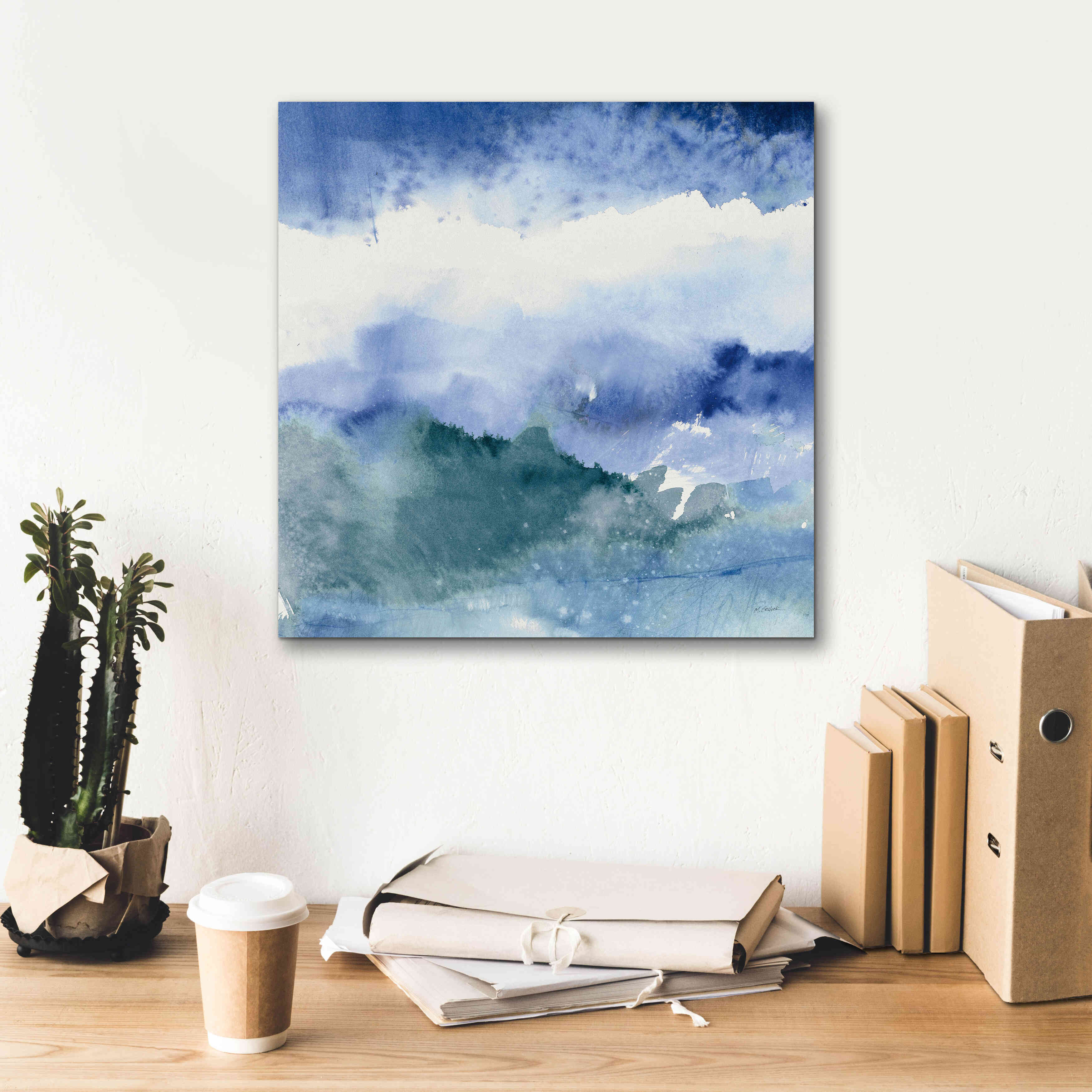 'Midnight At The Lake III Cool' by Mike Schick, Giclee Canvas Wall Art,18x18