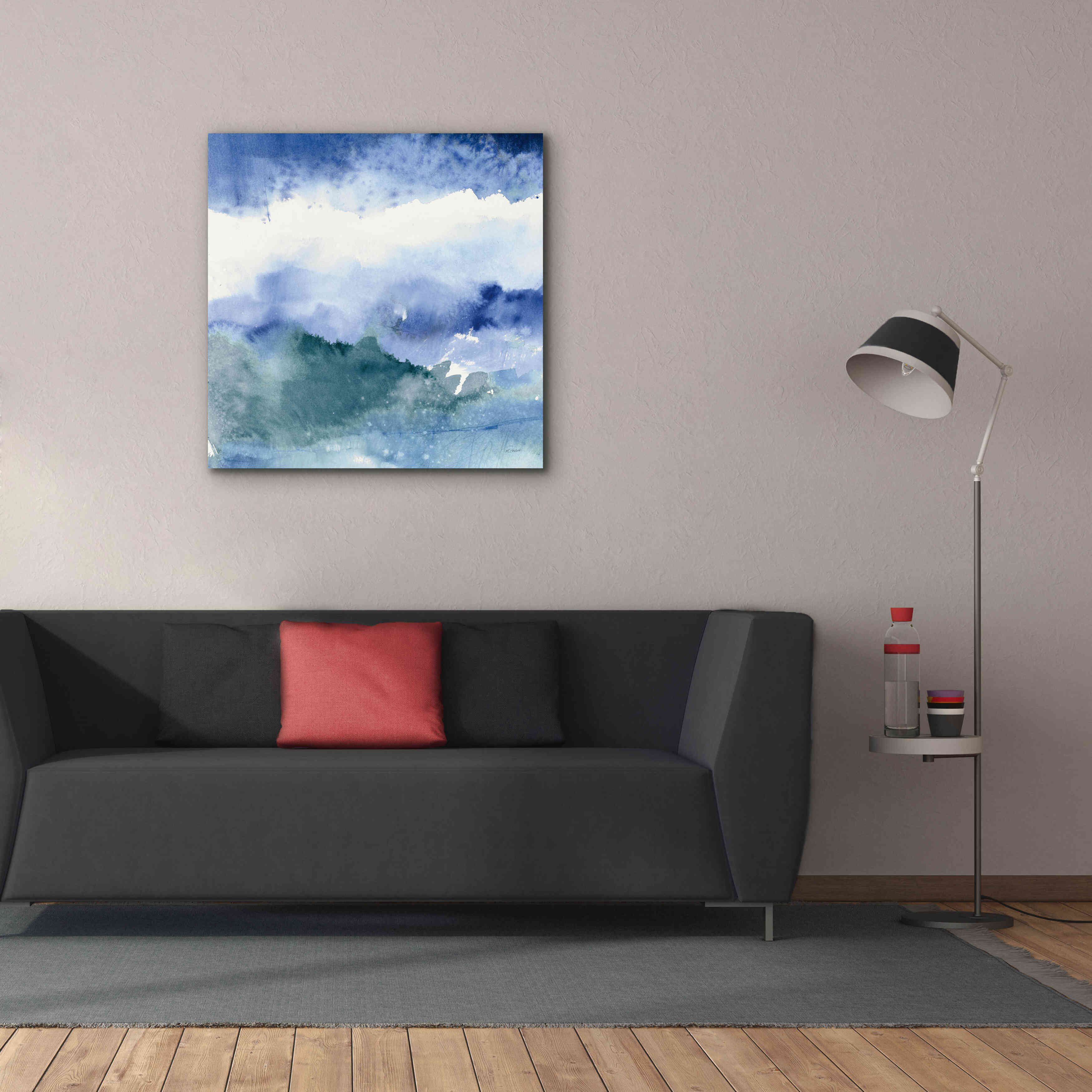 'Midnight At The Lake III Cool' by Mike Schick, Giclee Canvas Wall Art,37x37