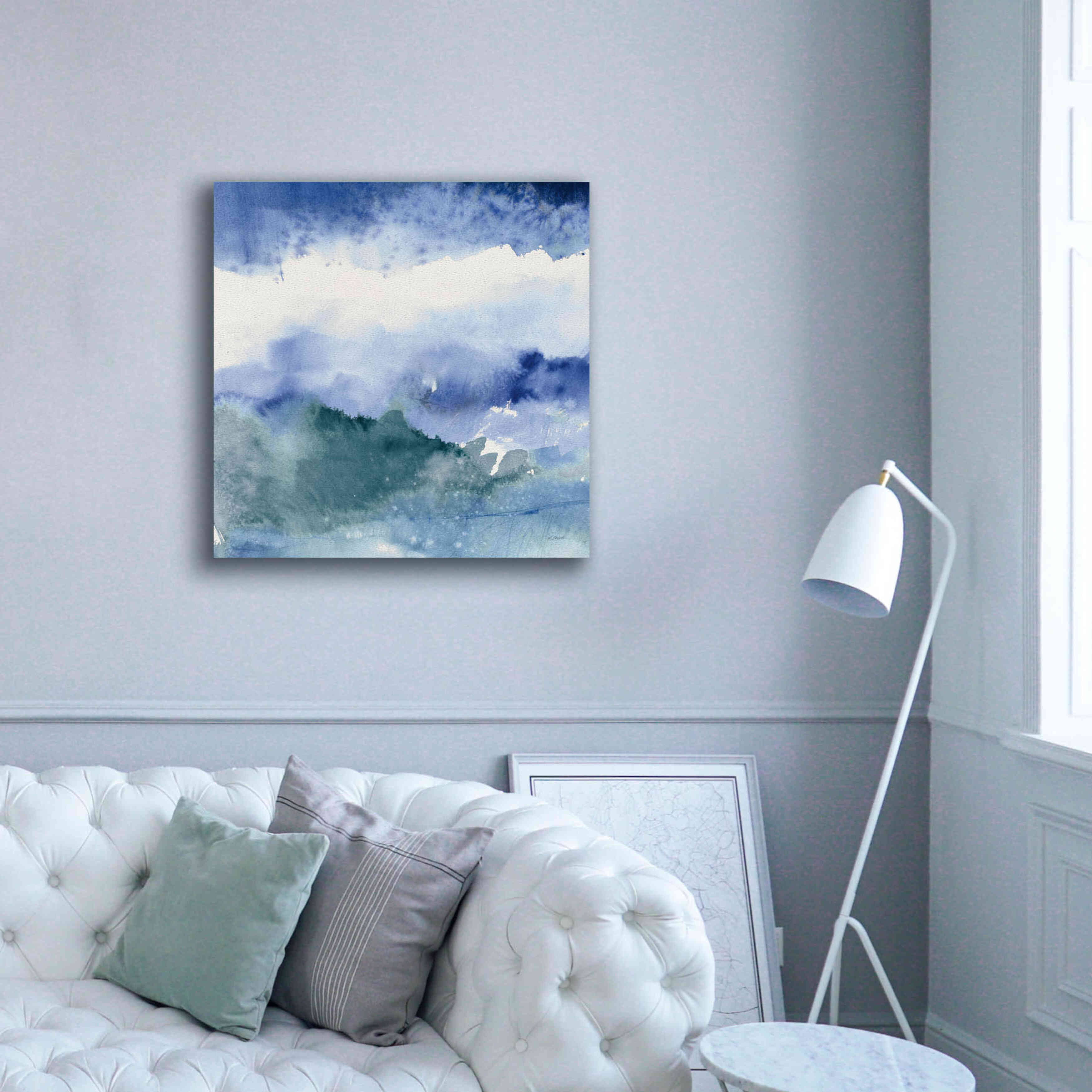 'Midnight At The Lake III Cool' by Mike Schick, Giclee Canvas Wall Art,37x37