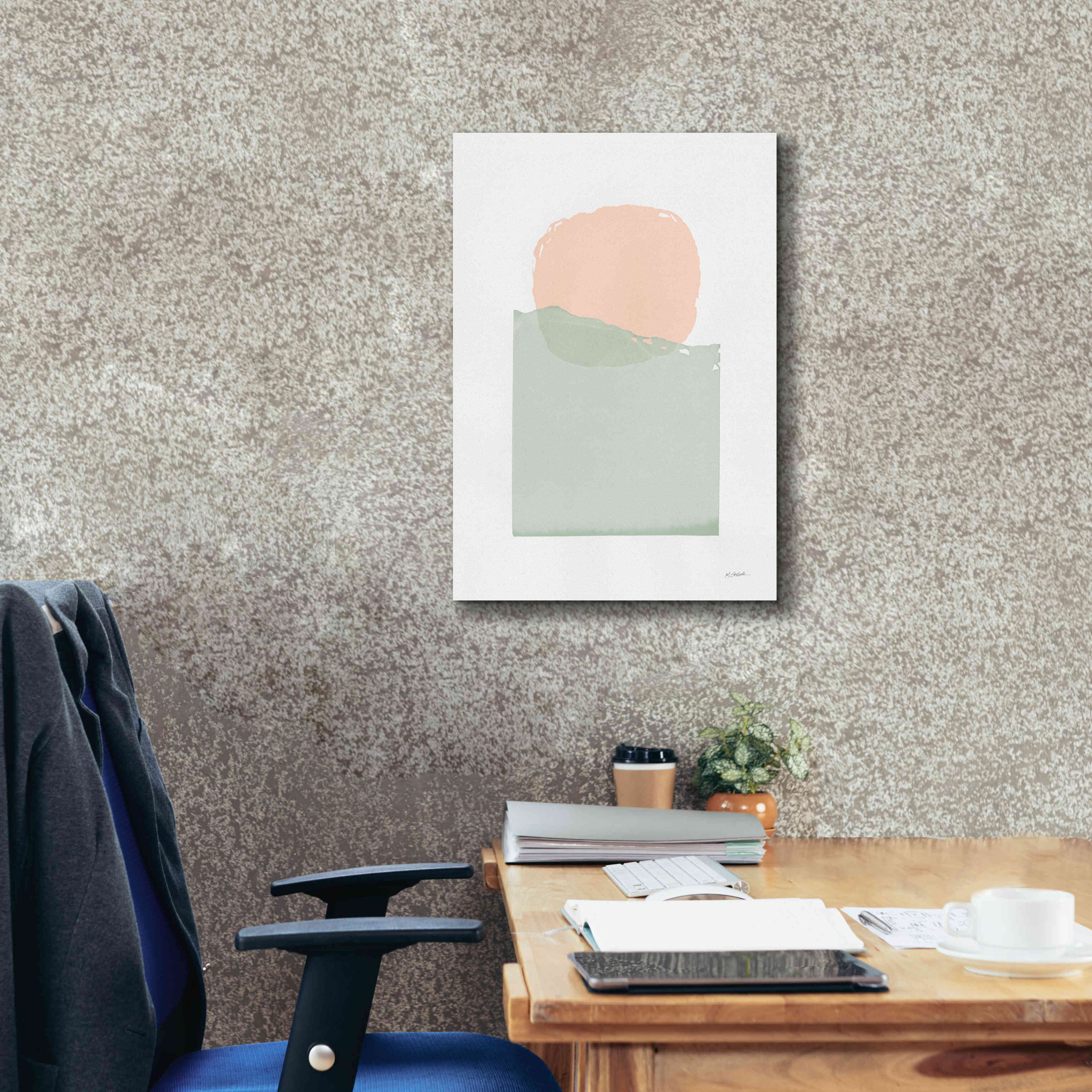 'Buoyant Pink And Green' by Mike Schick, Giclee Canvas Wall Art,18x26